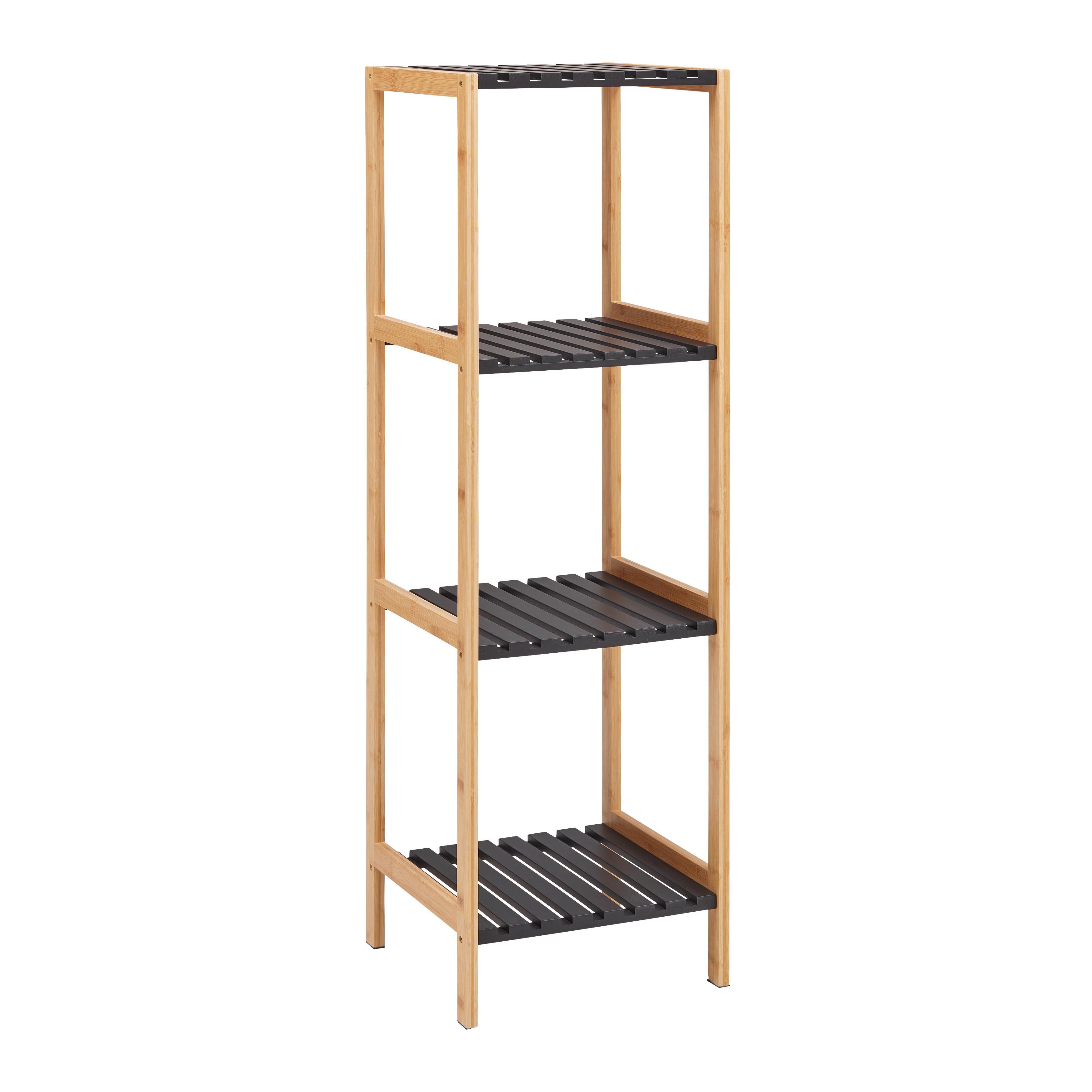 HYLLA ELSA -EXKLUSIV- - svart/naturfärgad, Modern, trämaterial/naturmaterial (34/110/33cm) - Mömax