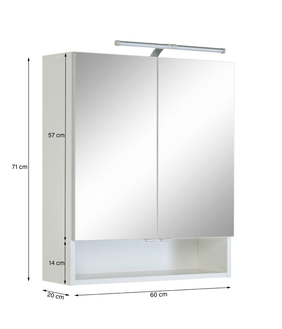 Spiegelschrank Riga 2-türig ca. 60x71x20 cm - Weiß, MODERN, Holzwerkstoff (60/71/20cm) - Held