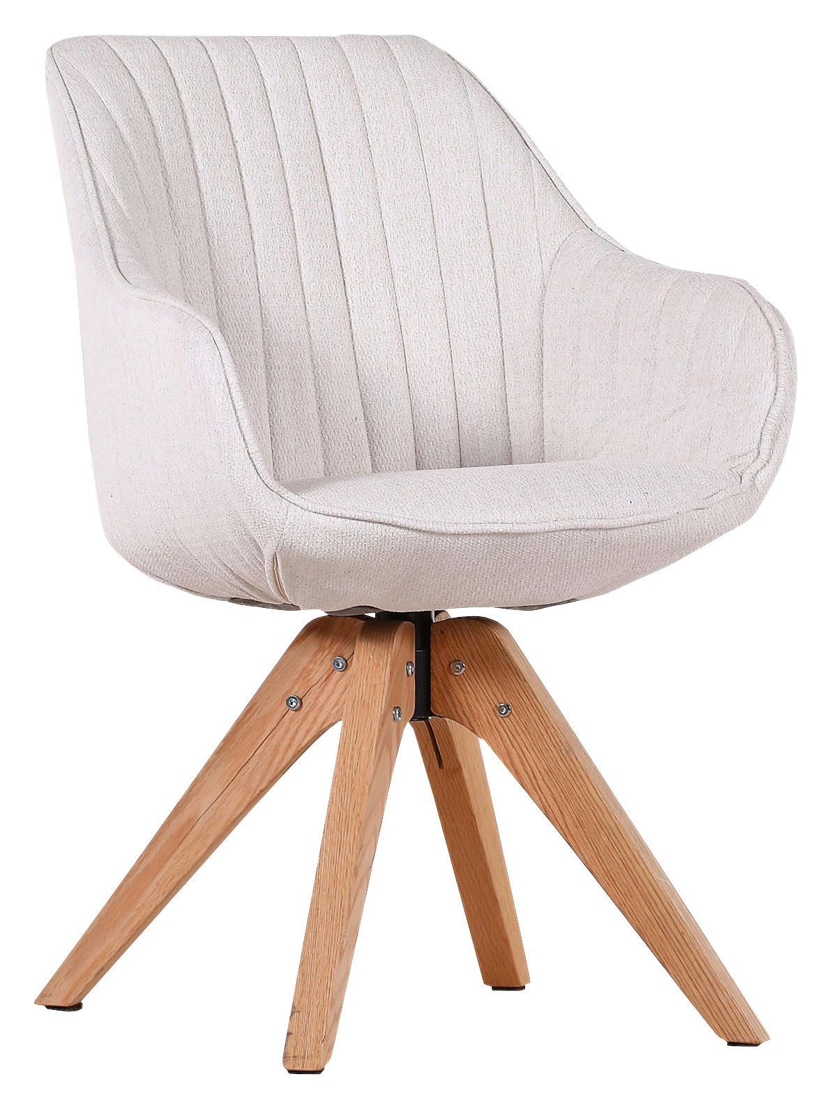 KRZESŁO Z PODŁOKIETNIKAMI CHILL - kolor dębowy/biały, Lifestyle, tkanina/drewno (60/83/65cm) - home24
