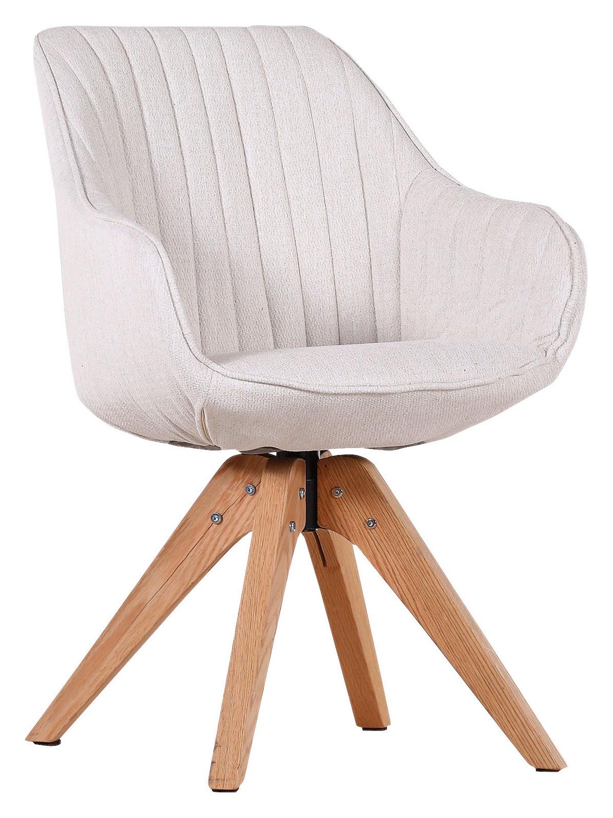 KRZESŁO Z PODŁOKIETNIKAMI CHILL - kolor dębowy/biały, Lifestyle, tkanina/drewno (60/83/65cm) - home24