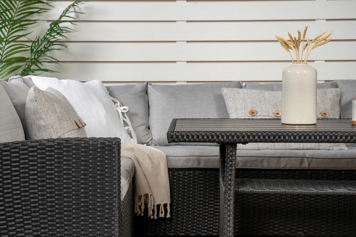 Dining-Loungeset Bentwood ca. 173x227 cm Schwarz - Schwarz, KONVENTIONELL, Kunststoff (173/227cm) - Gardenson