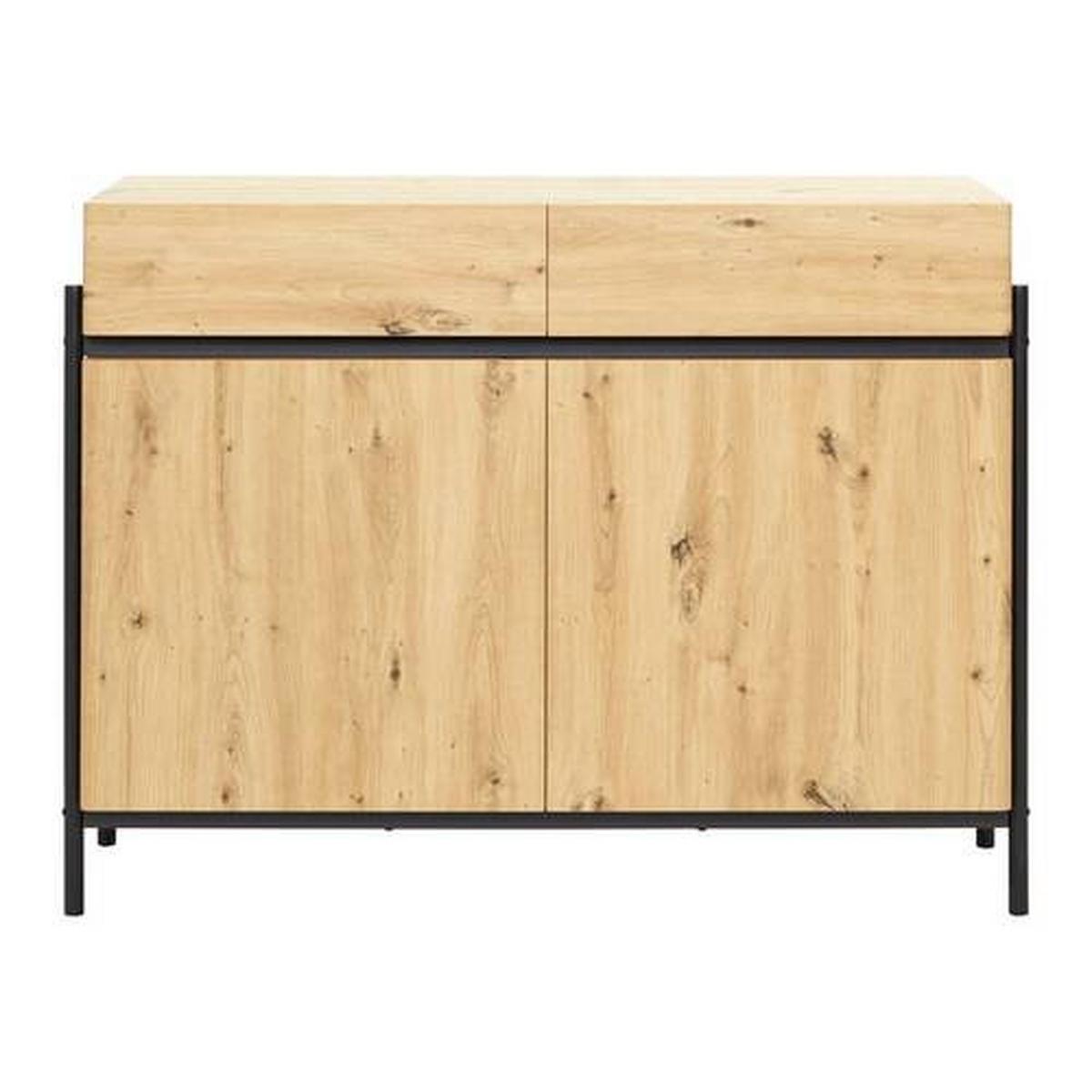 Komoda Jasmina - boje hrasta/crna, Moderno, drvo/metal (118/90/41,5cm) - Bessagi Home