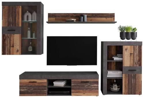 Regal Za Dnevni Boravak Grigor - boje blata/boje hrasta, Moderno, staklo/drvni materijal (290/192,3/41cm) - Modern Living