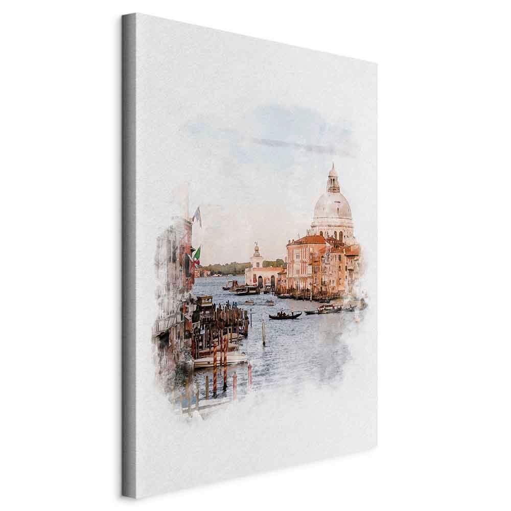 Slika Na Platnu Watercolor Venice - pastelno modra/sivobela, Basics, tekstil/leseni material (40/60/1.2cm) - artgeist