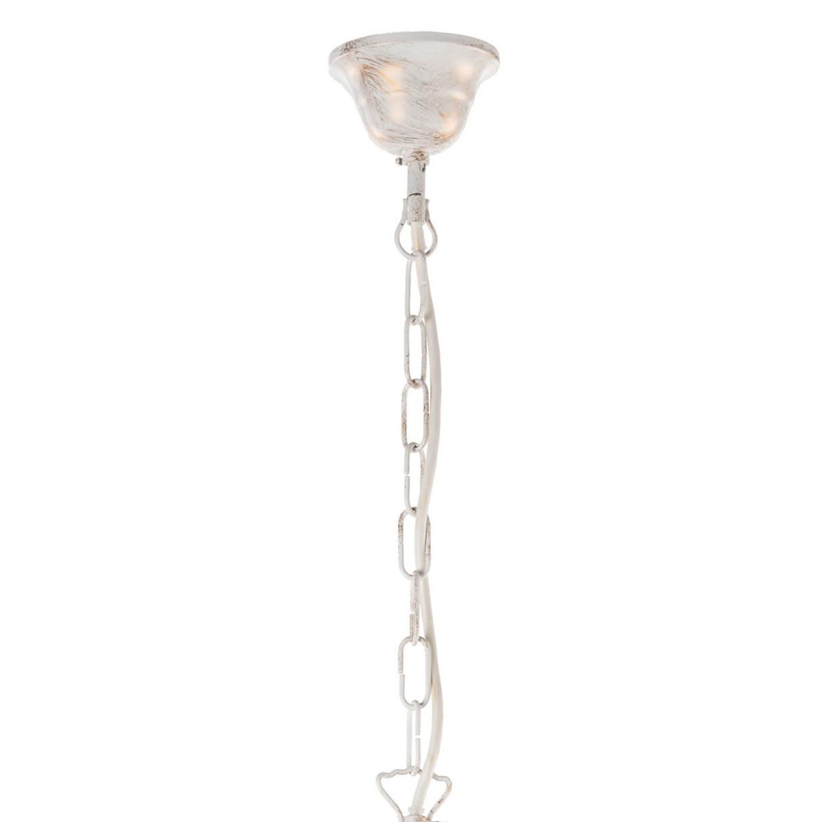 Kristall-Hängeleuchte Teresa Weiß max. 6 Watt - Weiß, KONVENTIONELL, Glas/Metall (70/70/105cm)