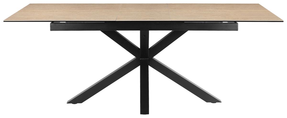 Raztegljiva Miza Lotus, Bež, 168-210x90 - črna/bež, Moderno, kovina/steklo (168-210/90/76cm) - MID.YOU