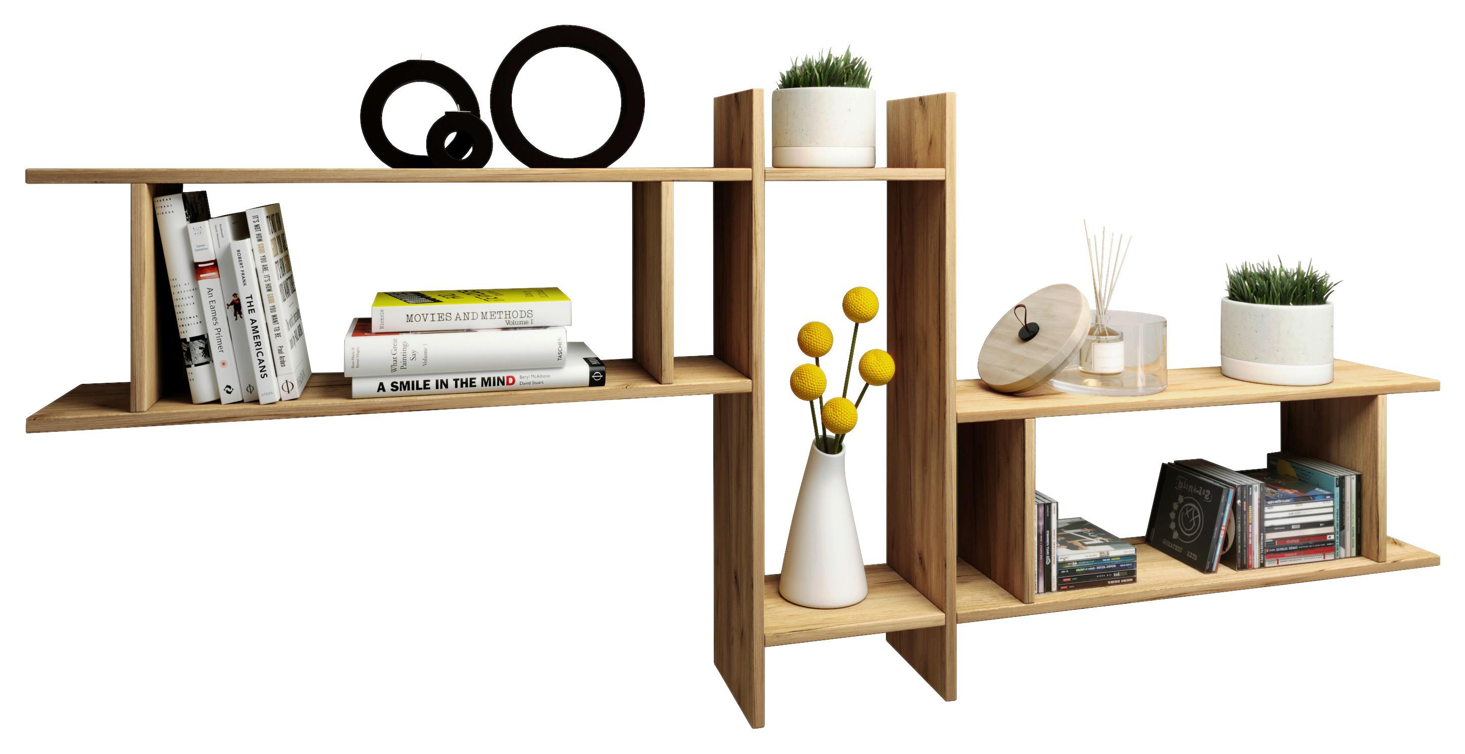 Wandregal-Set Sirola Maxi 3-tlg. Honigeiche - Honigeiche, Design, Holzwerkstoff (21/152/14cm) - MID.YOU