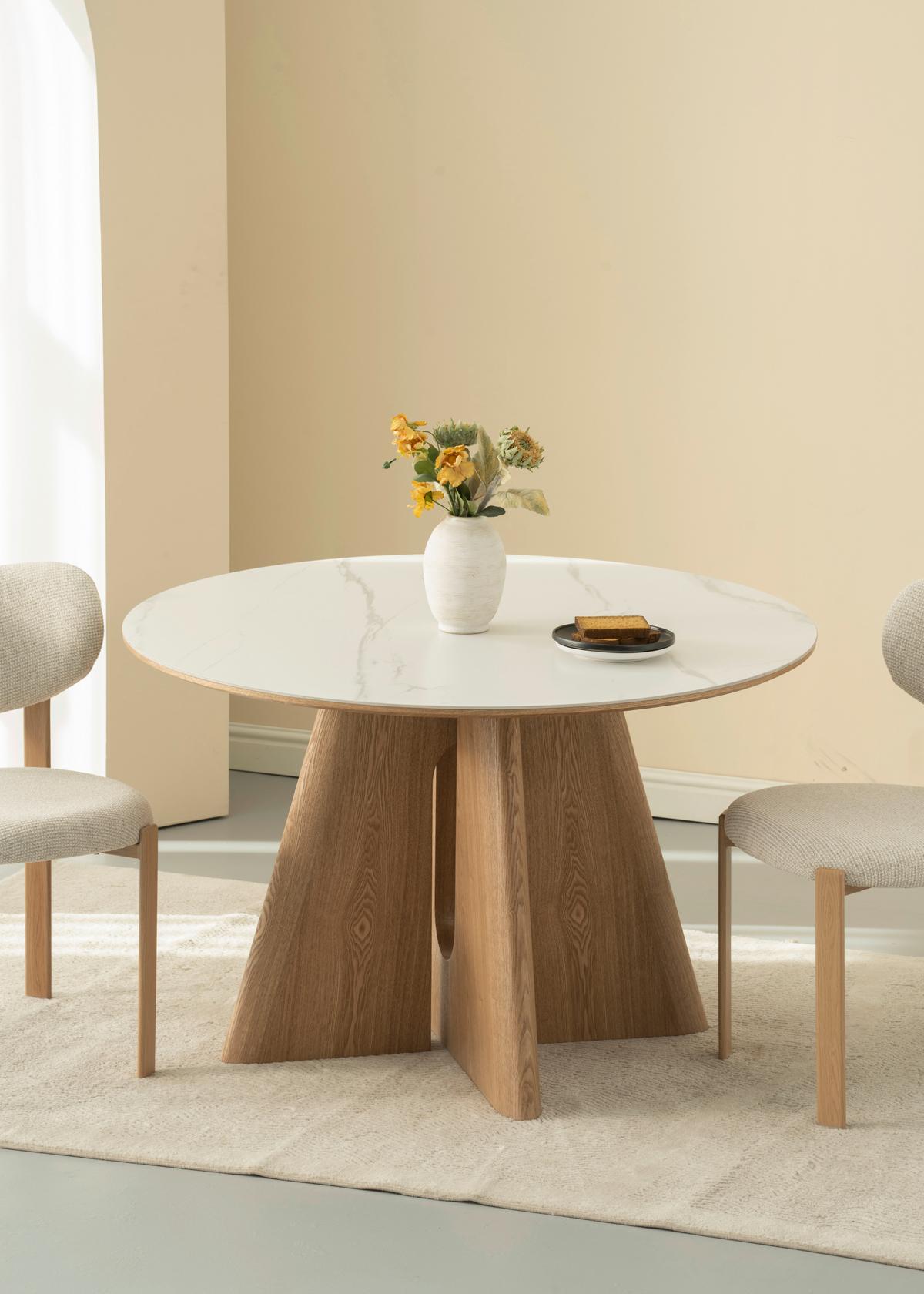 Jedilna Miza Otis, Barva Hrasta, Bela, Ø 120 - barve hrasta/bela, Moderno, kamen/leseni material (120/75cm) - Livetastic