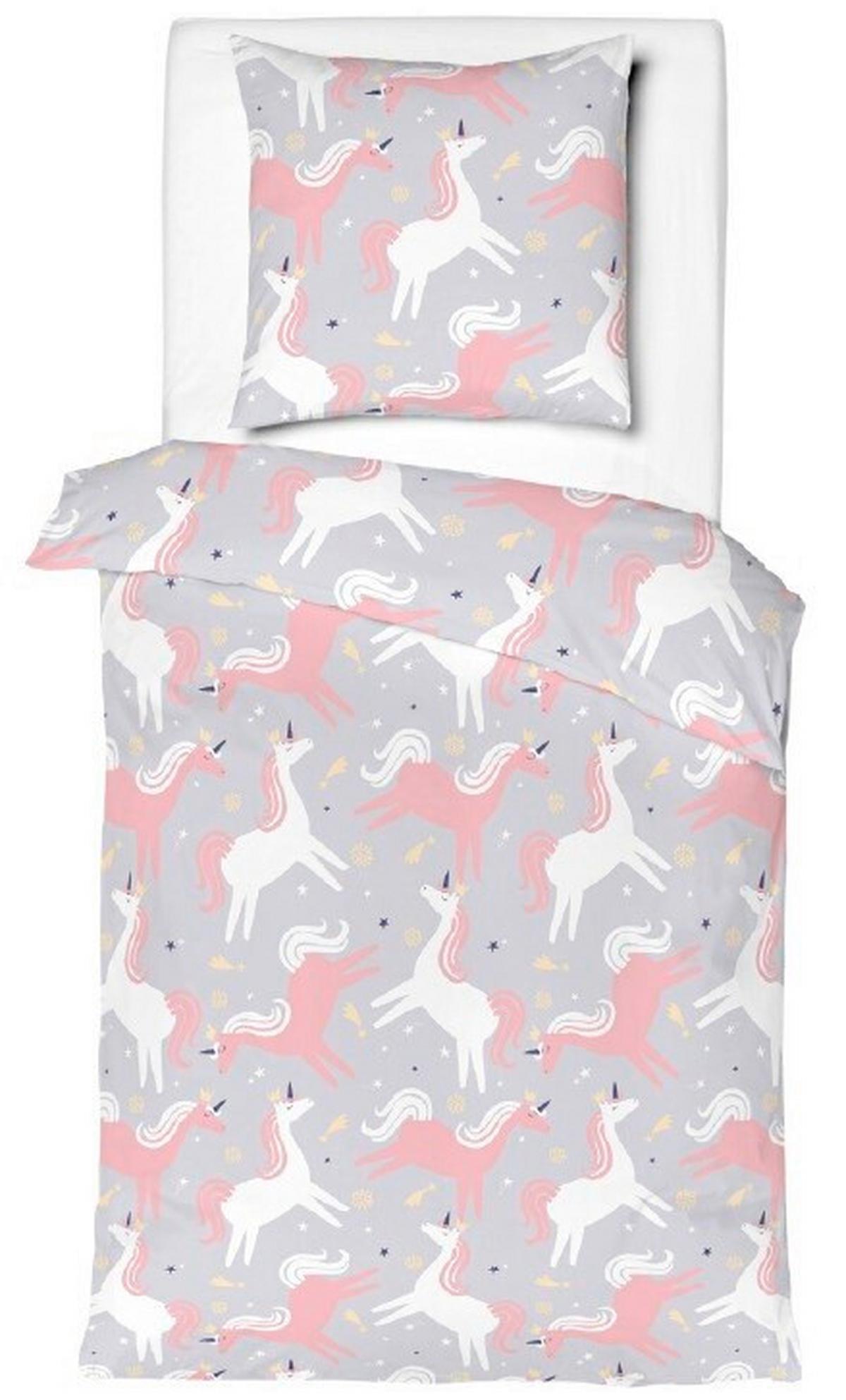 Kinderbettwäsche Einhorn Hellgrau ca. 140x200cm - Hellgrau, Textil (140/200cm) - Mömax