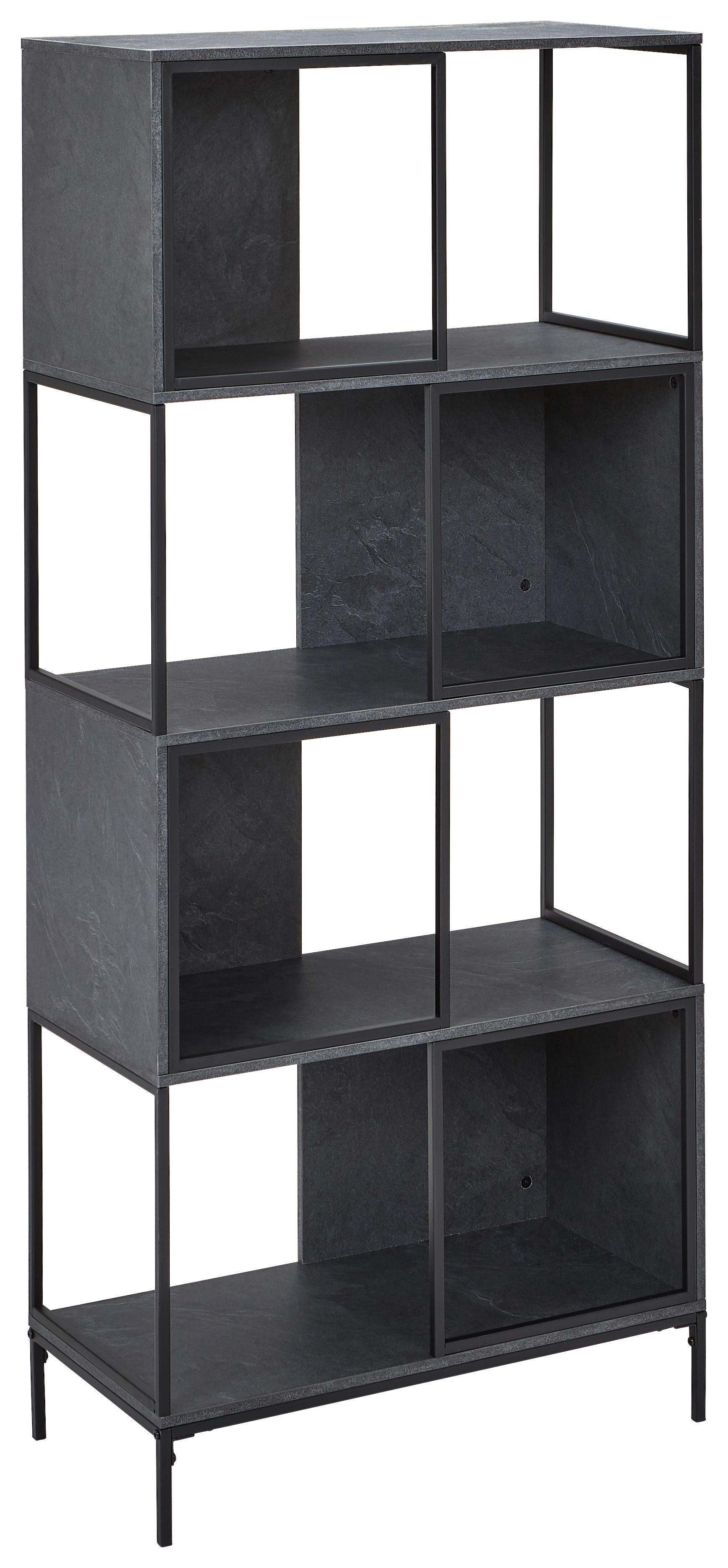 REGAŁ SEVILLA - czarny/szary, Modern, materiał drewnopochodny/metal (70/158/35cm) - PBJ