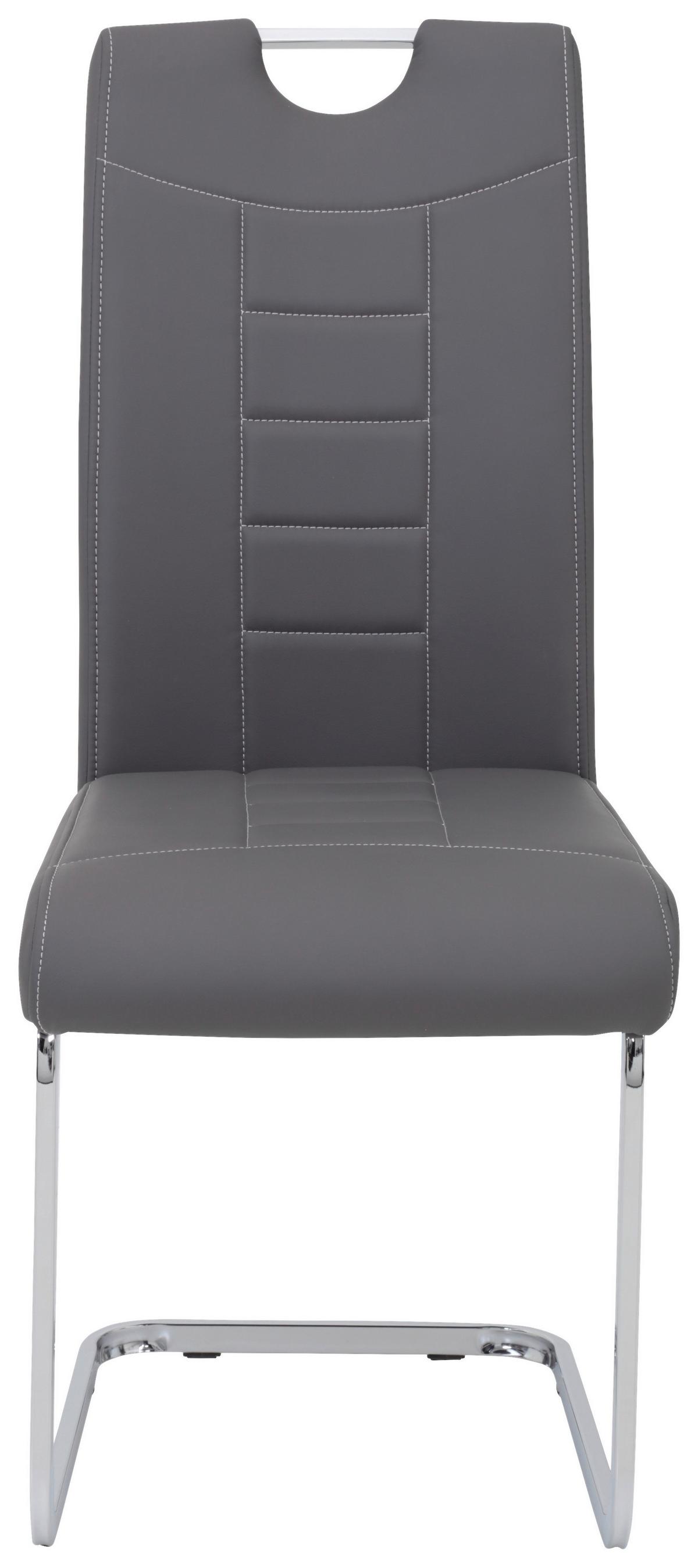 Schwingstuhl Ruby Grau gepolstert 2er-Set - Chromfarben/Weiß, MODERN, Textil/Metall (44/104/57,5cm) - MID.YOU