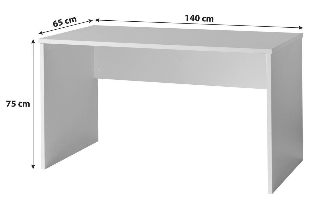 Jugendschreibtisch B 140cm H 75cm London, Weiß - Weiß, MODERN, Holzwerkstoff (140/65/75cm) - MID.YOU