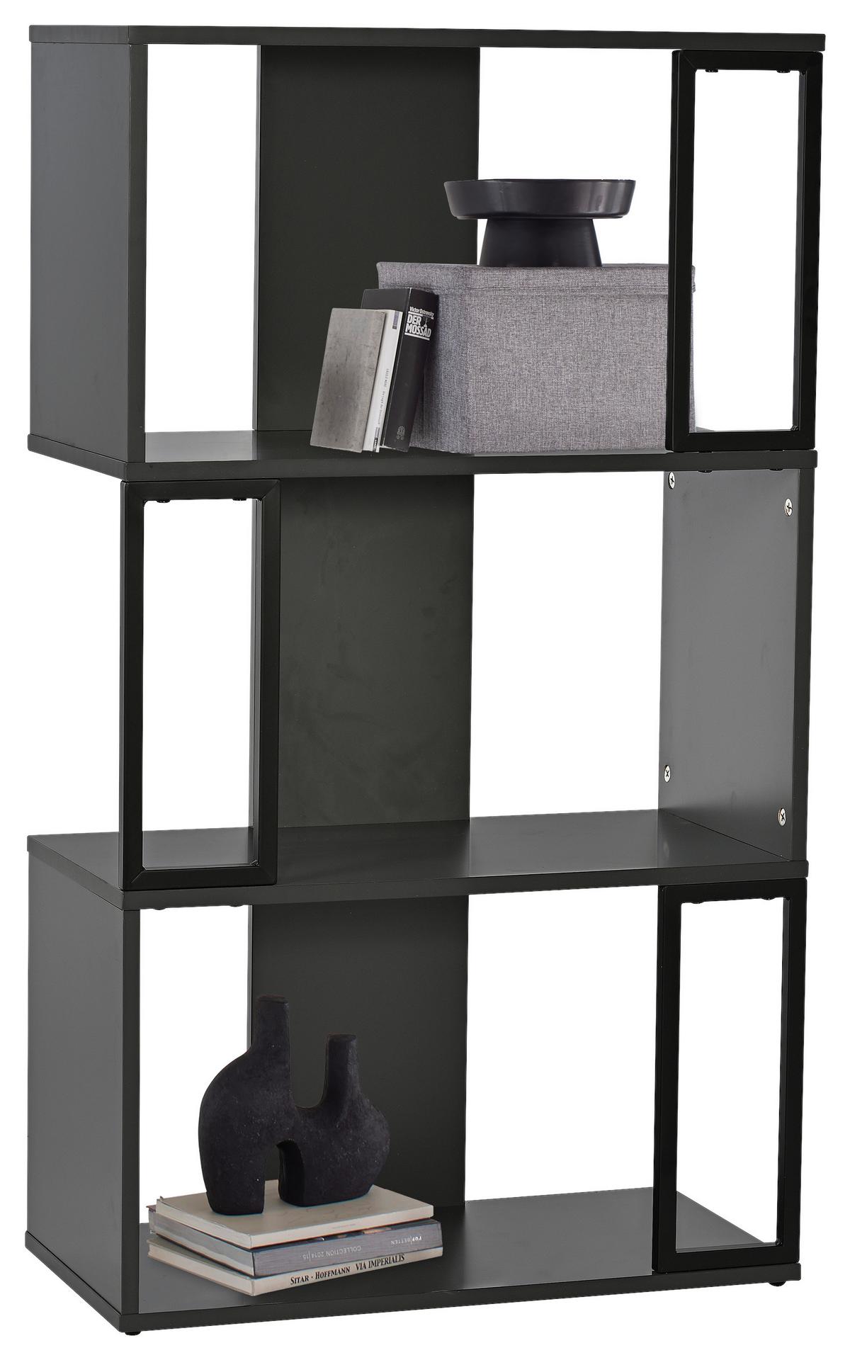 Regal Marbella Grau - Schwarz, MODERN, Holzwerkstoff/Metall (60/106/30cm) - Mömax