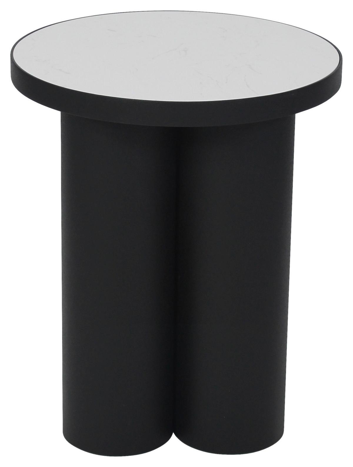 Beistelltisch Lyon Schwarz/Weiß - Schwarz/Weiß, MODERN, Stein/Metall (41/50cm) - Premium Living