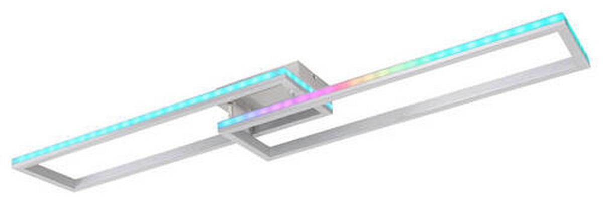 Stropna Led-svetilka Salmos, S Sijalko - srebrne barve/opal, Design, kovina/umetna masa (119,5/25,5/10cm) - Globo