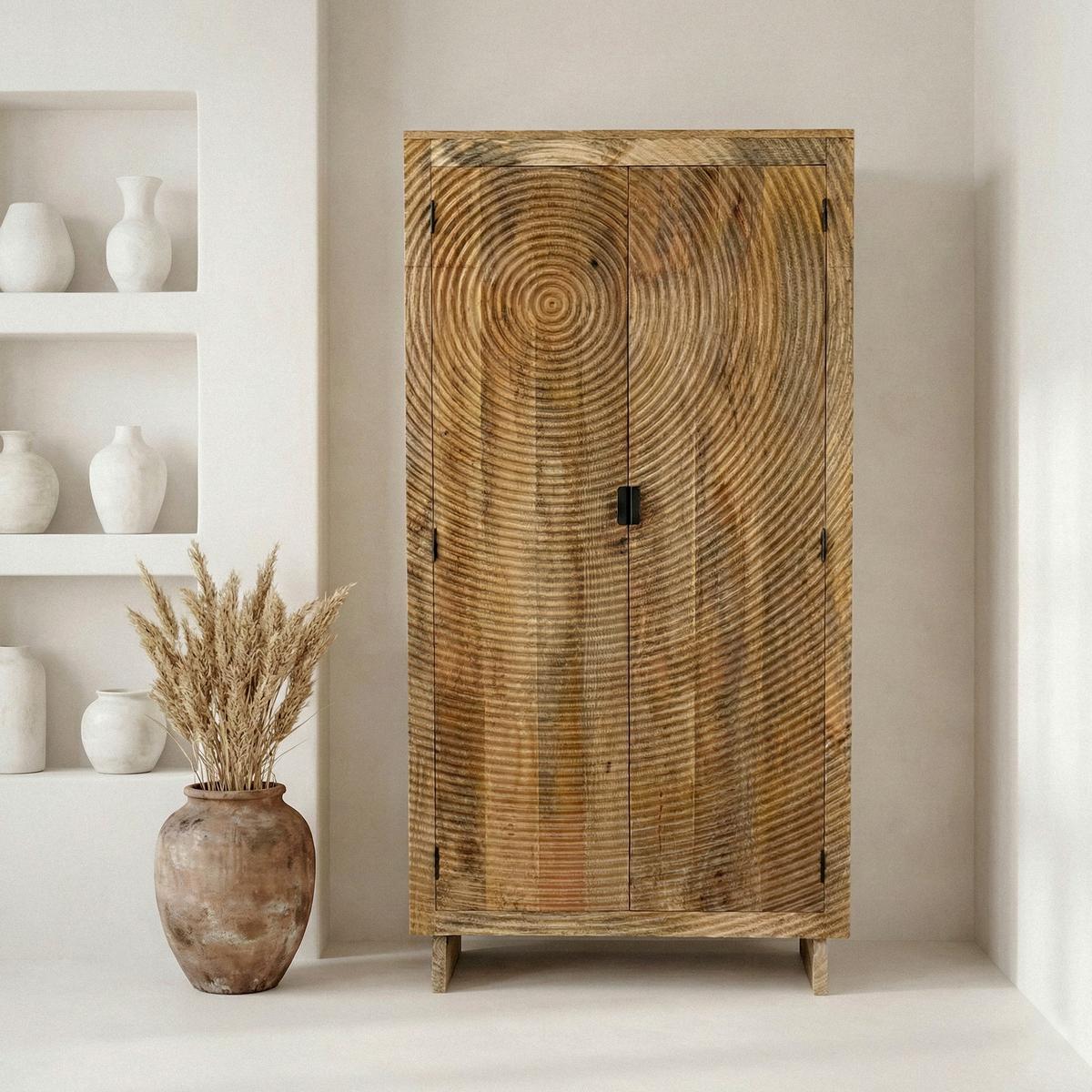 Schrank Wl7.616 - Schwarz/Braun, Design, Holz/Metall (90/47/180cm) - Livetastic