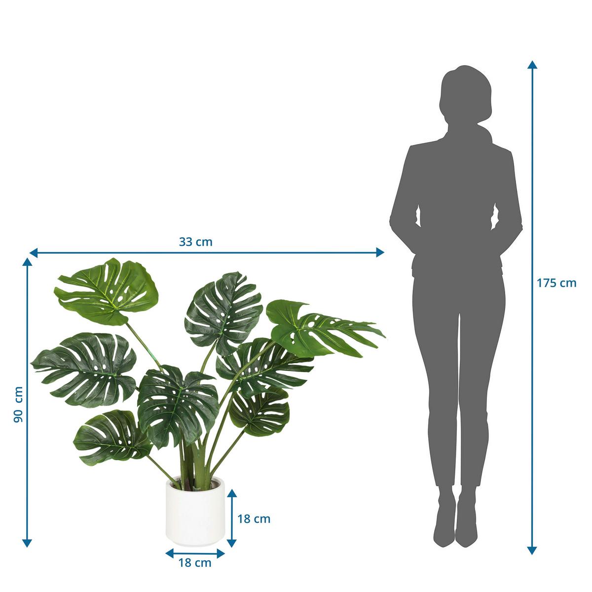 Umetna Rastlina Monstera I - zelena/bela, Moderno, umetna masa (33/90/37cm) - MID.YOU