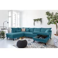 Wohnlandschaft "Charming Charlie", in Petrol - Petrol/Schwarz, Basics, Holz/Holzwerkstoff (200/300/150cm) - MID.YOU