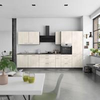 Küchenblock Riva High m. Geräten Weiß - Schieferfarben/Edelstahlfarben, MODERN, Holzwerkstoff/Metall (360cm) - Nobilia