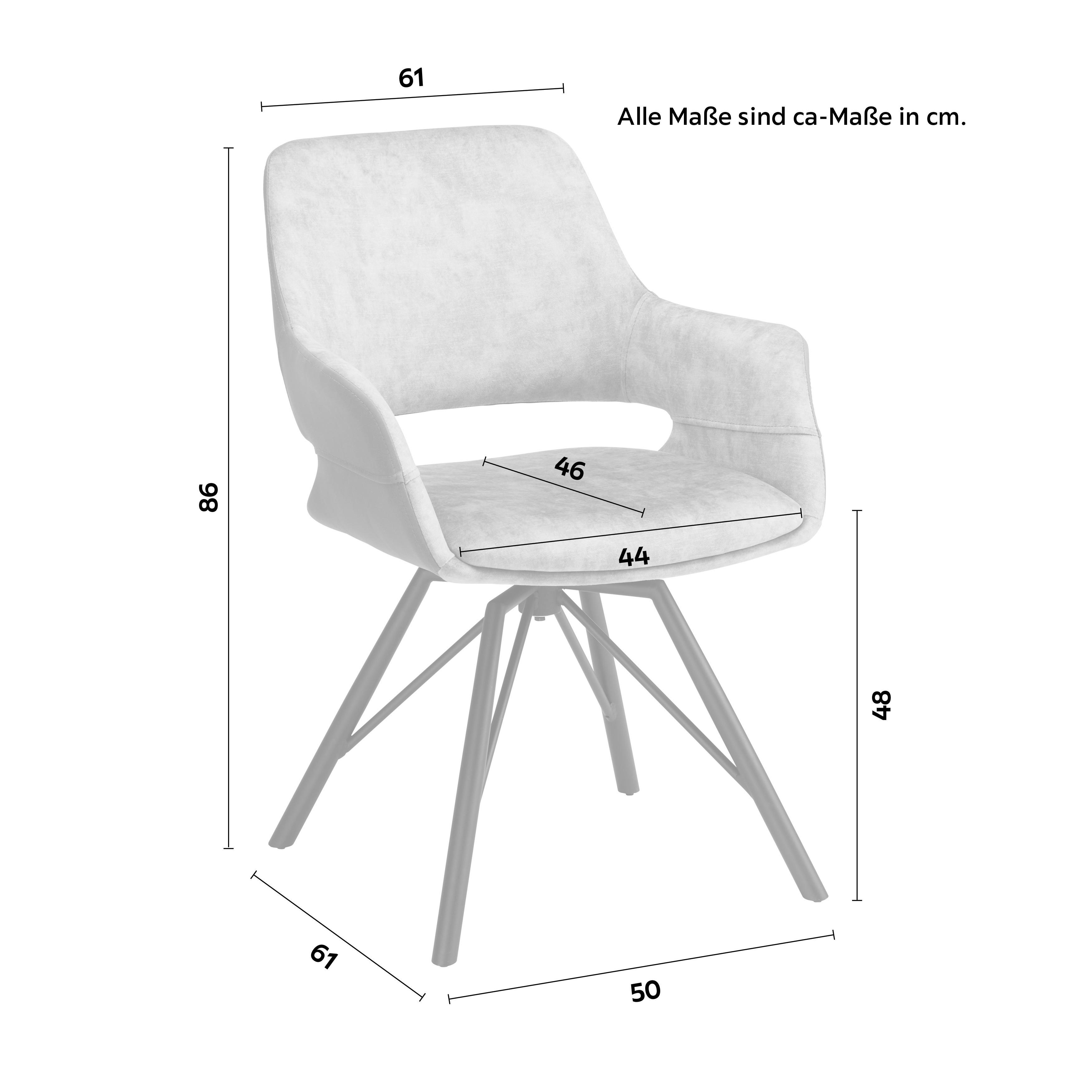 STOL MED ARMSTÖD ADRIANA - grå/svart, Modern, metall/trä (61/85/62,5cm) - Premium Living