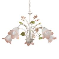 Kronleuchter Botton d'oro Weiß/Pink max. 6 Watt - Pink/Weiß, Natur, Glas/Metall (65/100cm)