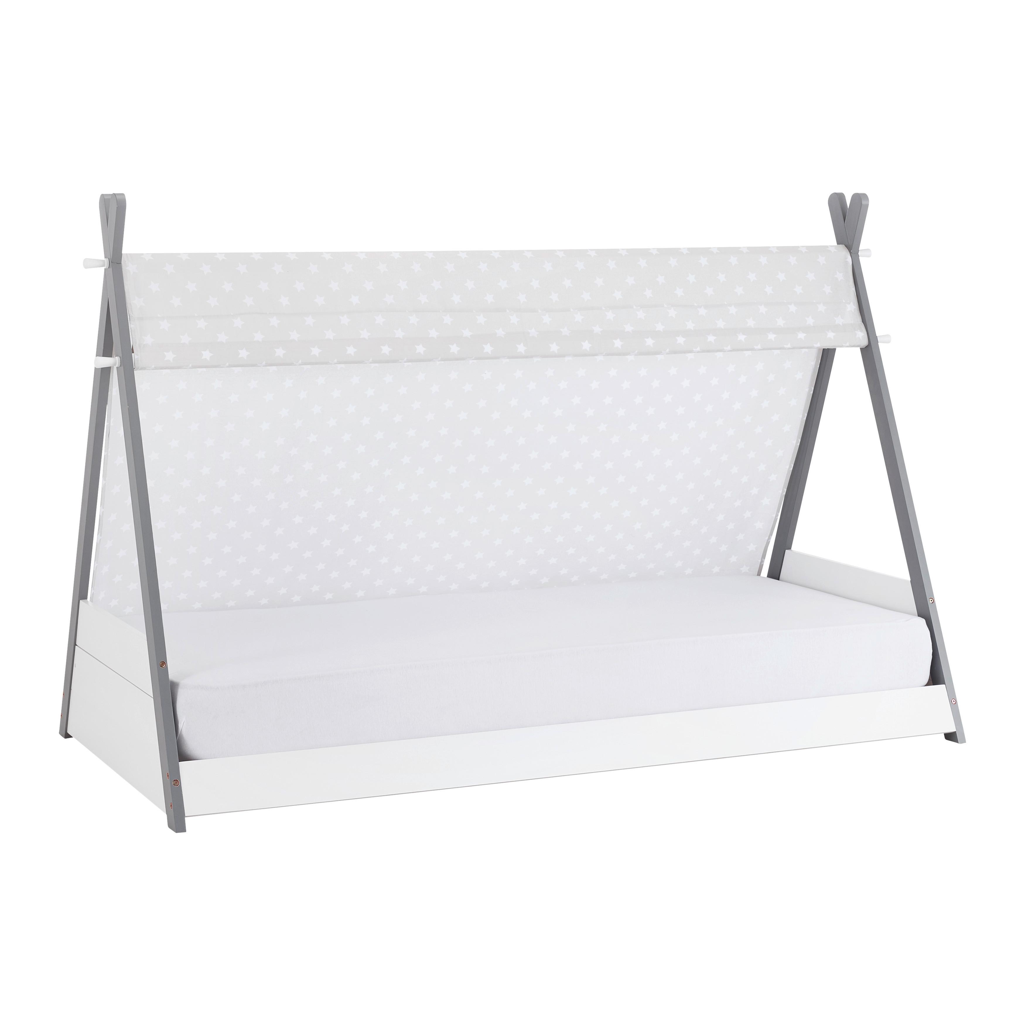 Kinderbett Holz, massiv, weiss, grau, "Loana" - Weiss/Naturfarben, Modern, Holz (90/200cm) - Bessagi Kids