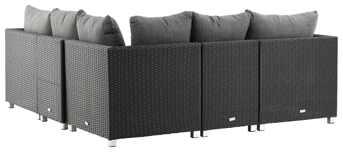 LOUNGEGARNITUR VAMOS - Schwarz/Grau, KONVENTIONELL, Glas/Kunststoff - Gardenson