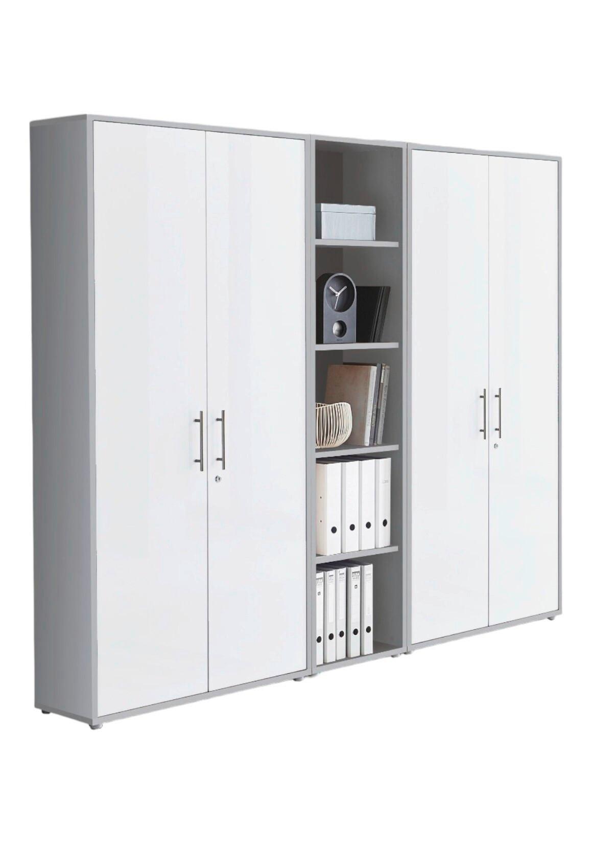 Aktenschrank Office Edition Sw Set 10 Grau/Weiß - Weiß/Grau, MODERN, Holzwerkstoff (212,9/185,6/33cm) - MID.YOU