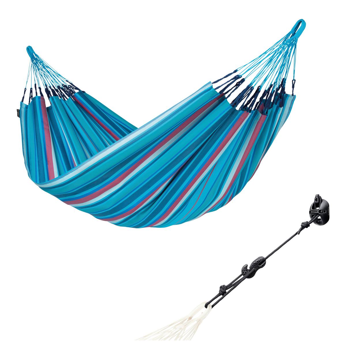 Hängematte Classic Double Hammock Blau/Rot - Blau/Kirschrot, KONVENTIONELL, Textil (160/350cm) - La Siesta