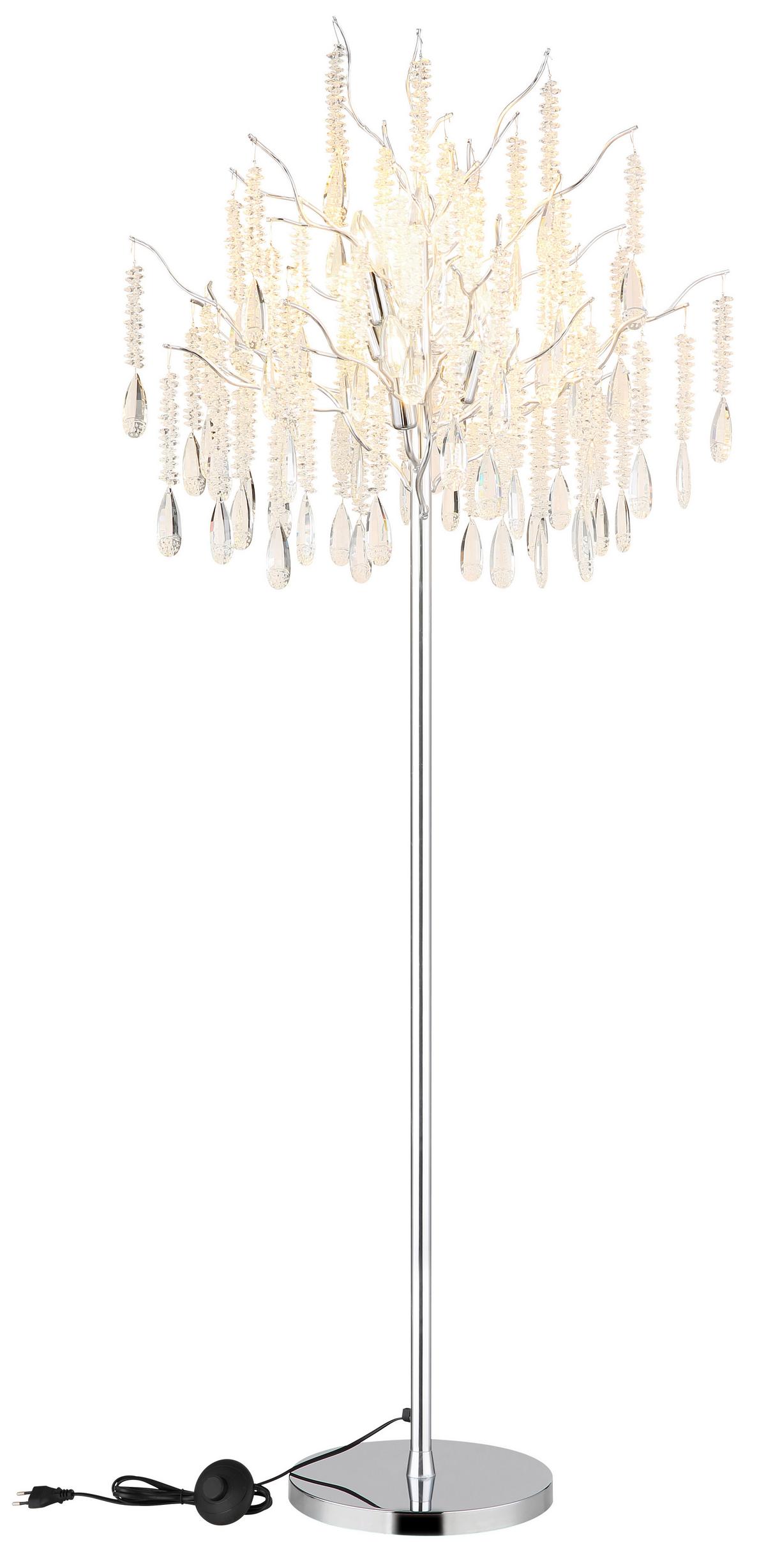 Podna Svjetiljka Kinga - srebrne boje/prozirno, Konvencionalno, staklo/metal (55/165cm) - Globo