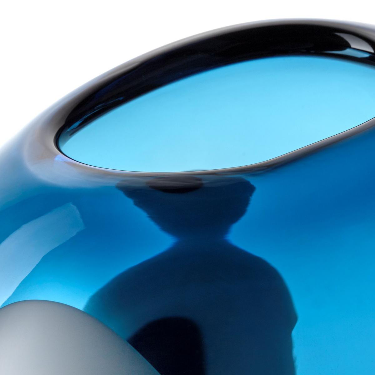 Vase Blau/Schwarz/Weiß - Blau/Schwarz, KONVENTIONELL, Glas (16,00/36,00/11,50cm) - Leonardo