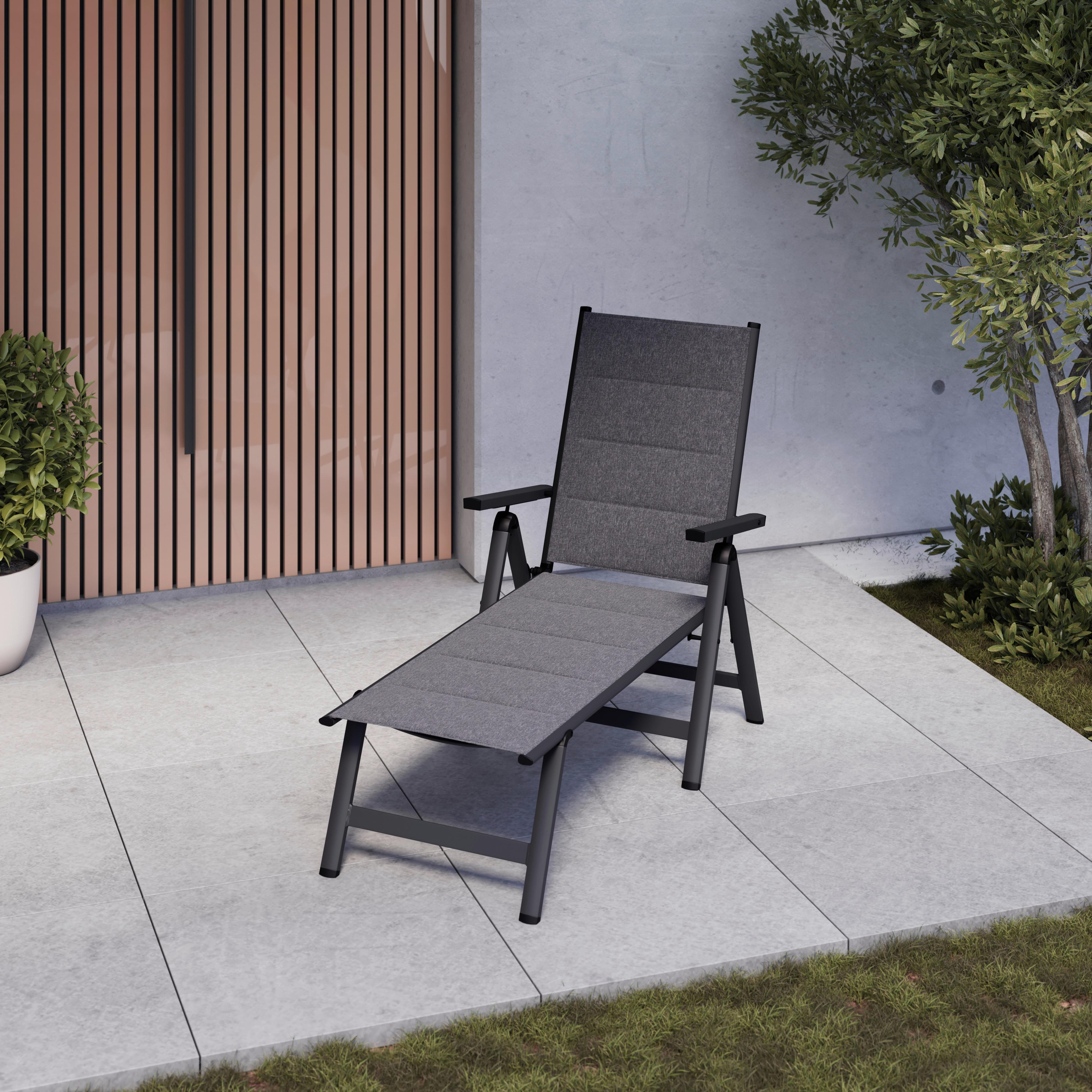 Gartenliege Werner Grau Aluminium - Grau, Basics, Textil/Metall (70/103/140cm) - Mömax