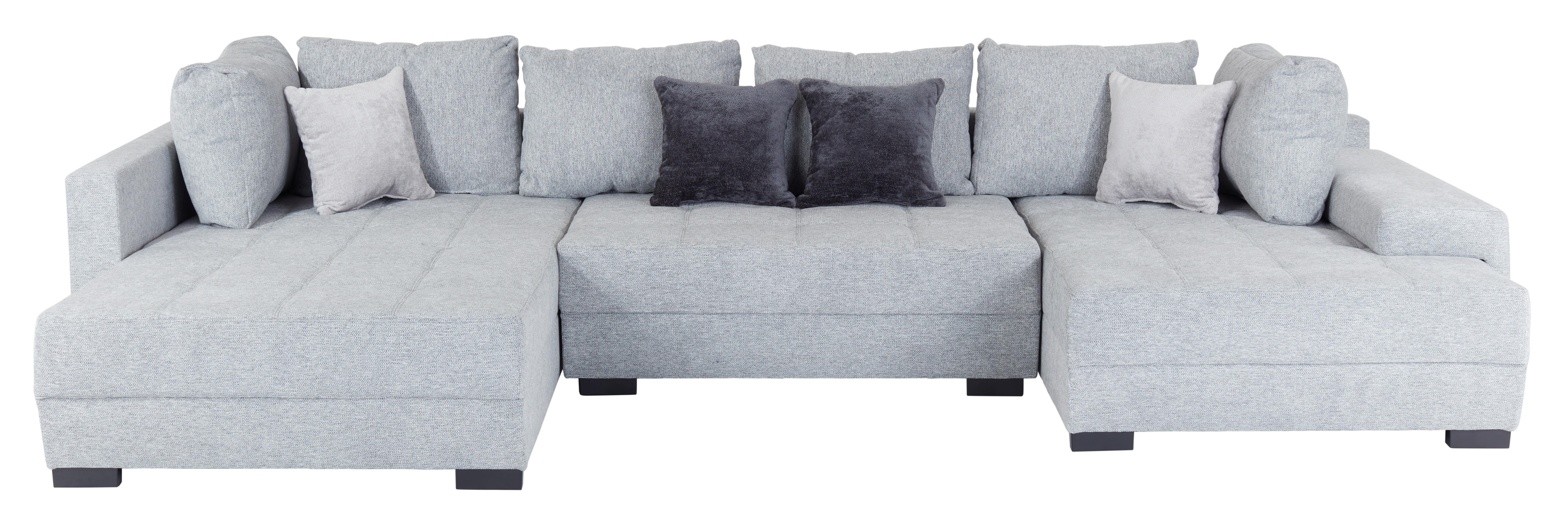 Canapea modulara LUGANO - gri deschis/negru, Modern, textil (216/359/178cm) - Modern Living