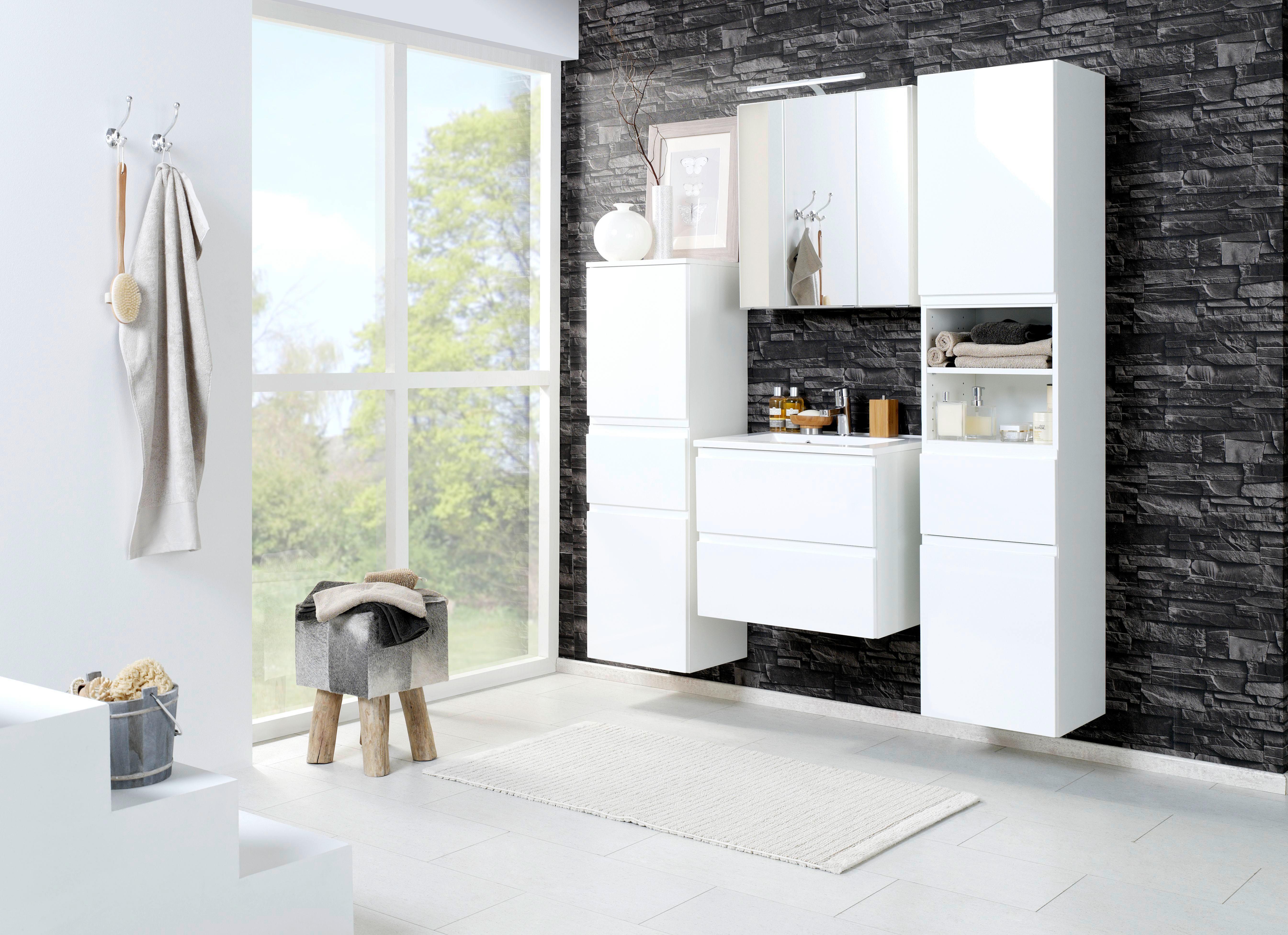 Badezimmer Cardiff ca. 100 cm Weiß mit LED - Weiß, Design, Holzwerkstoff (100cm) - Held