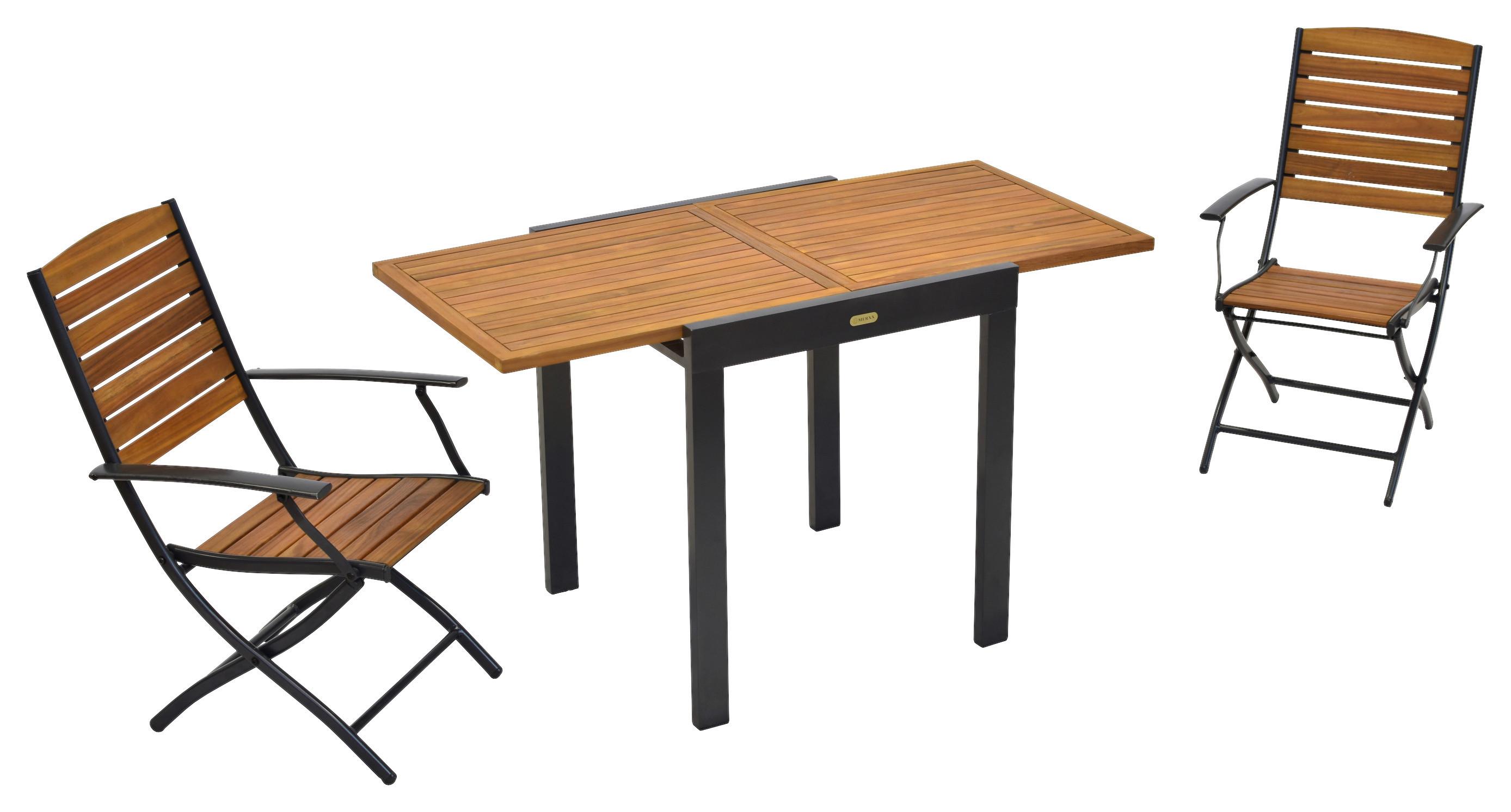Balkonset "Santorini" SANTORIN - Graphitfarben/Naturfarben, MODERN, Holz/Metall - Gardenson