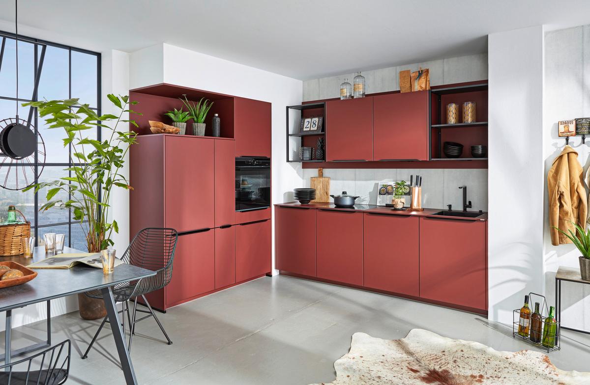 Kuhinja Easytouch - boje hrđe/boje škriljevca, Moderno, staklo/drvni materijal (153/243cm) - Nobilia