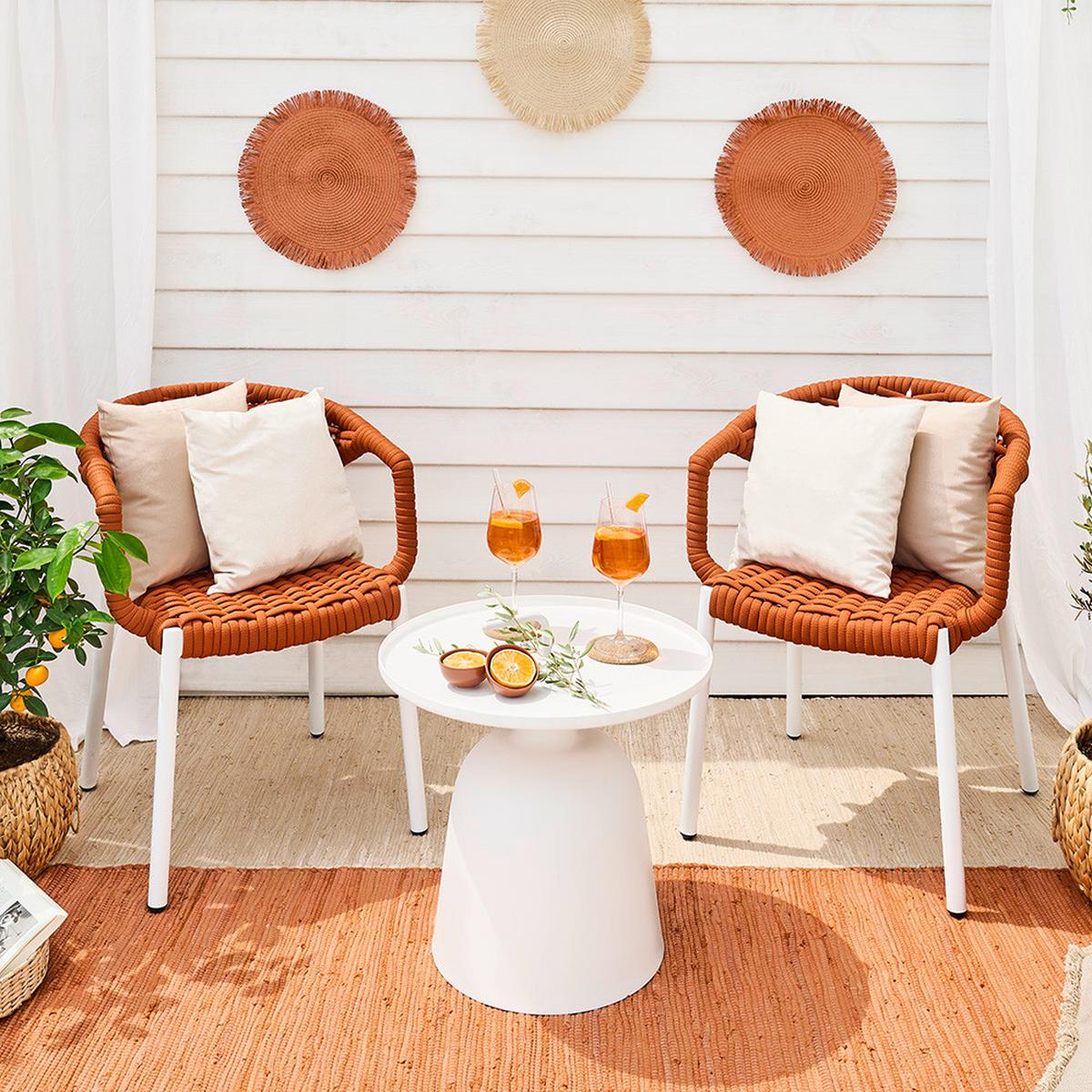 Gartensessel Antonia Orange/ Weiß Aluminium/Textil - Orange/Weiß, MODERN, Textil/Metall (58/76/59cm) - Bessagi Garden