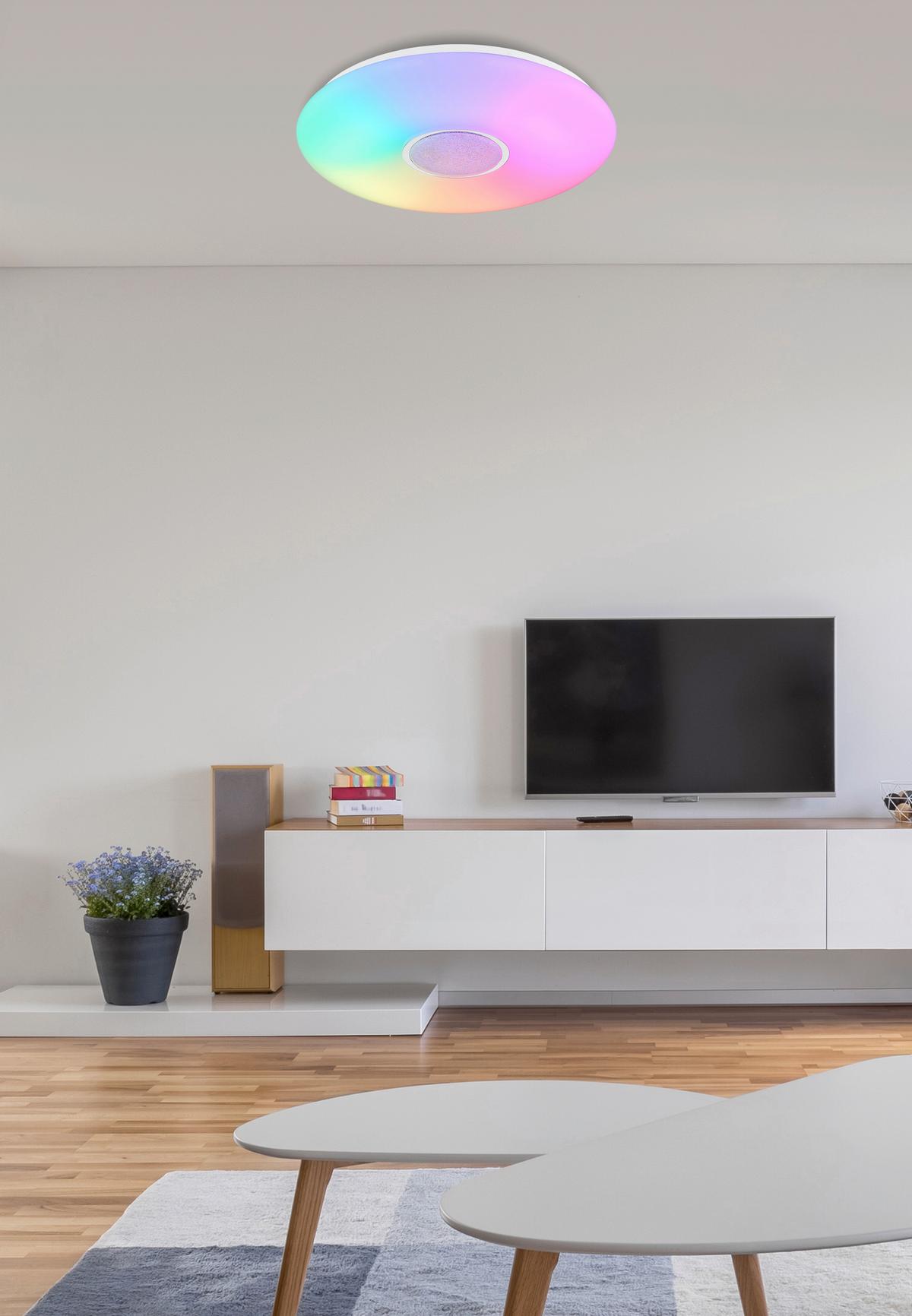 LAMPA SUFITOWA LED 41367-40DS - przejrzysty/biały, Design, tworzywo sztuczne/metal (48.5/48.5/7.2cm) - Globo
