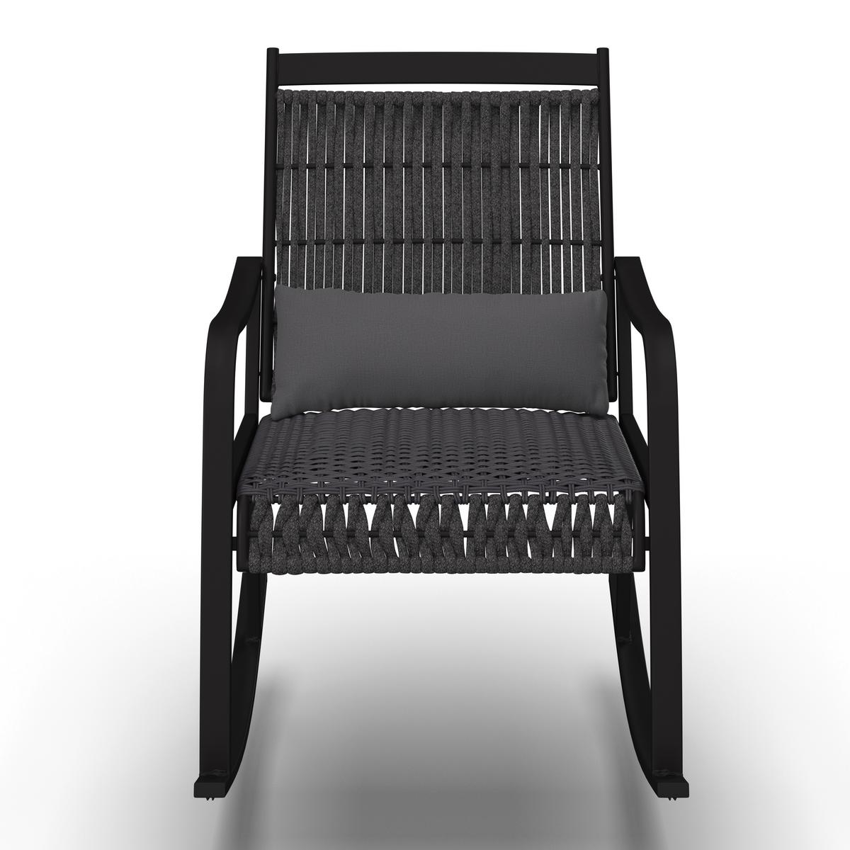 Balkonset Mathilda Dunkelgr. Metall/Outdoorstoff +Abdeckung - Dunkelgrau/Schwarz, MODERN, Kunststoff/Textil - Bessagi Garden