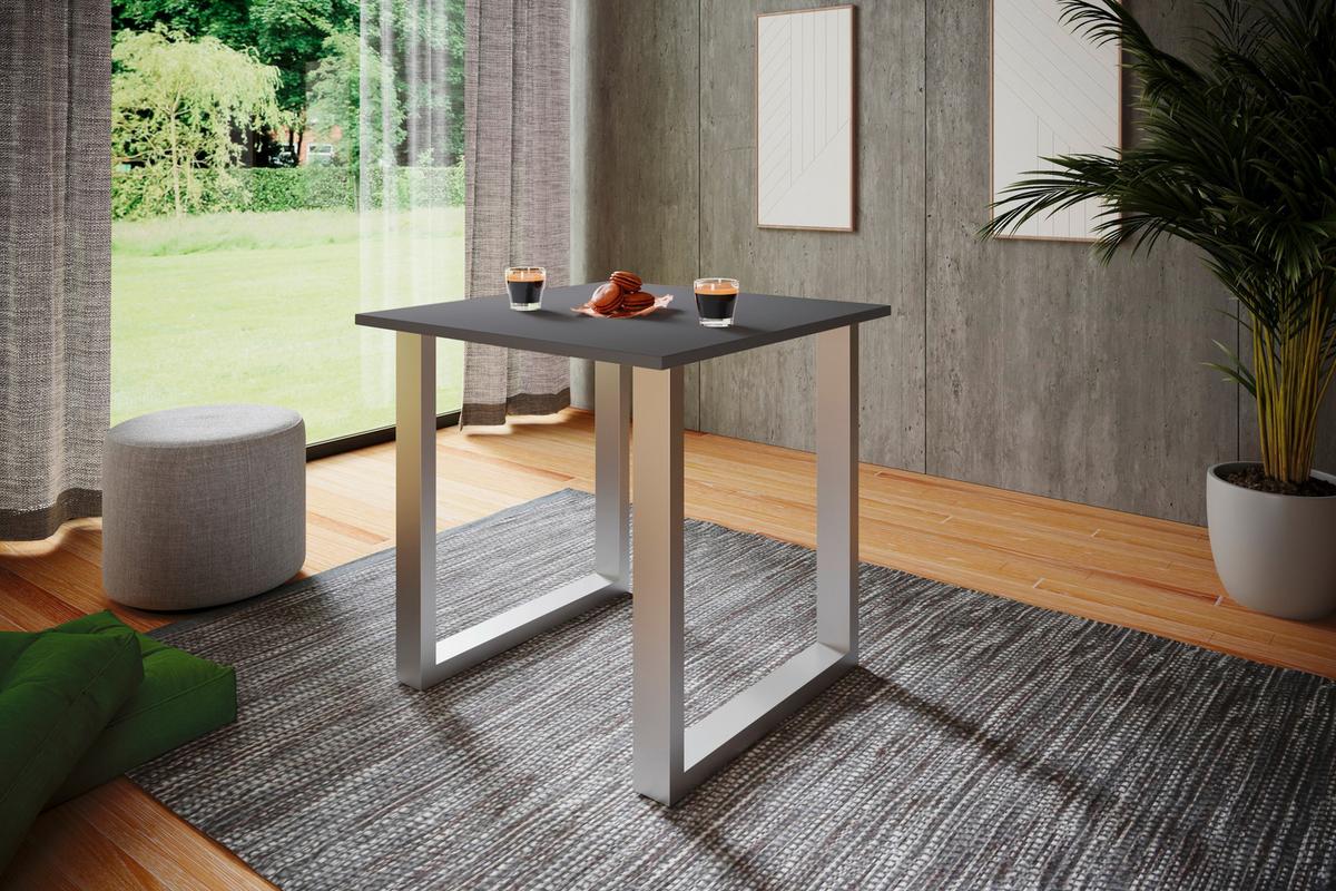 SCHREIBTISCH LONA - Anthrazit/Silberfarben, Design, Holzwerkstoff/Metall (50/80/76cm) - MID.YOU