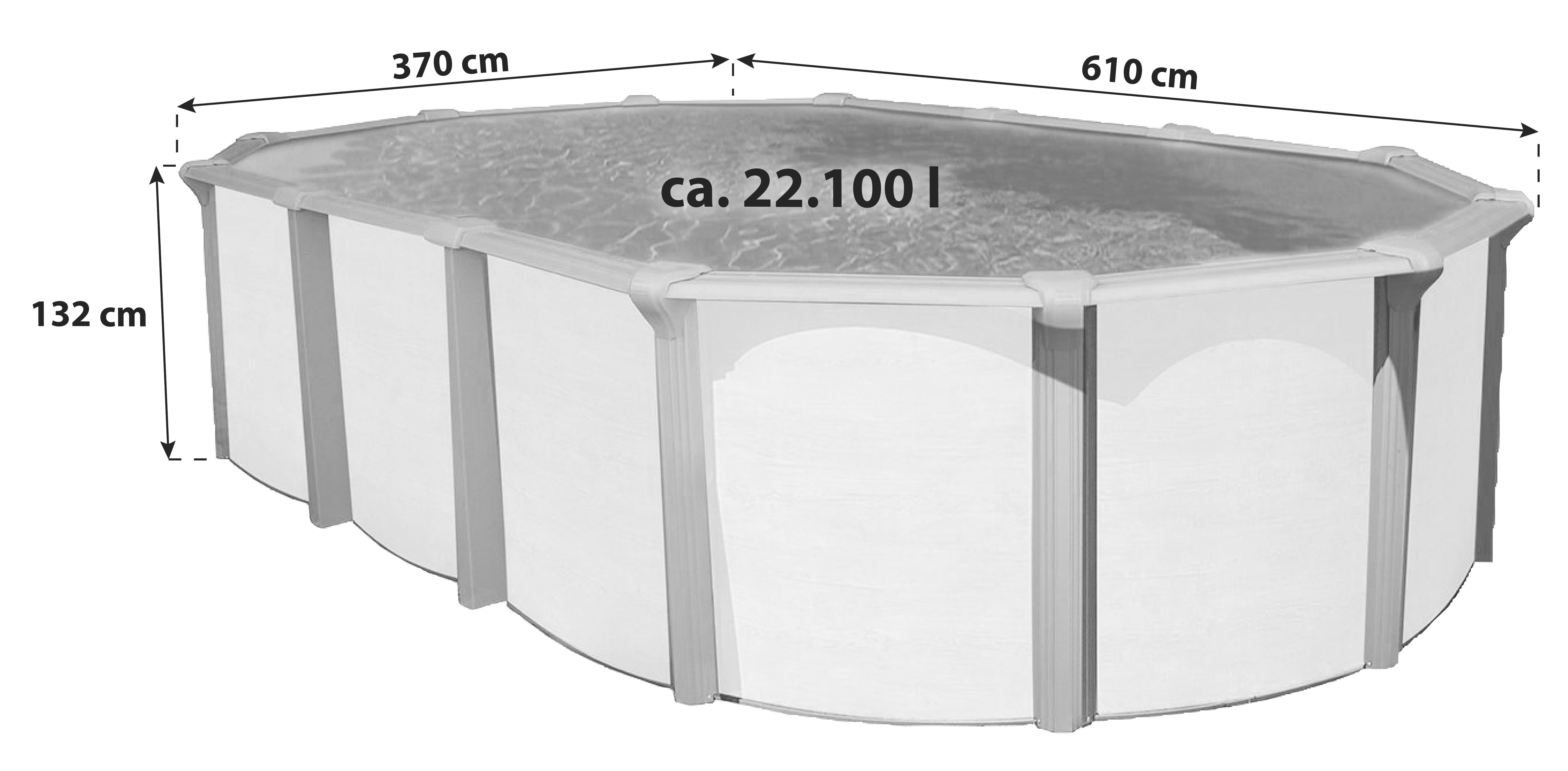 Schwimmbecken Steely ca. 610x370x132cm - Braun/Weiß, Basics, Kunststoff (610/370/132cm)
