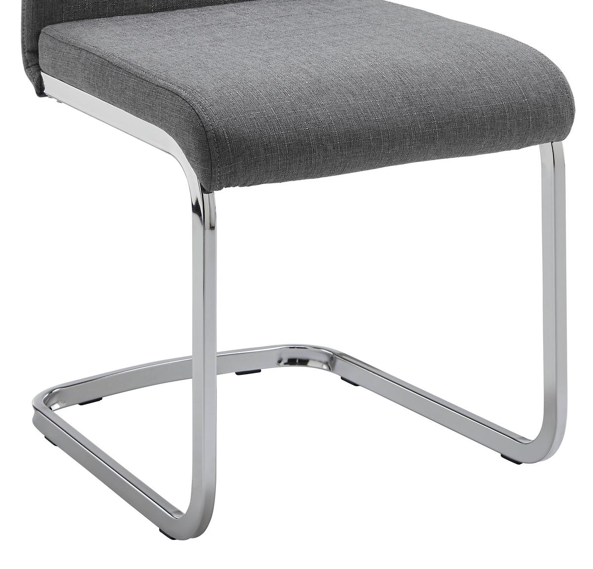 KRZESŁO NA PŁOZIE LENNARD - jasnoszary/kolor chromowy, Modern, metal/drewno (42,5/99/45cm) - Bessagi Home