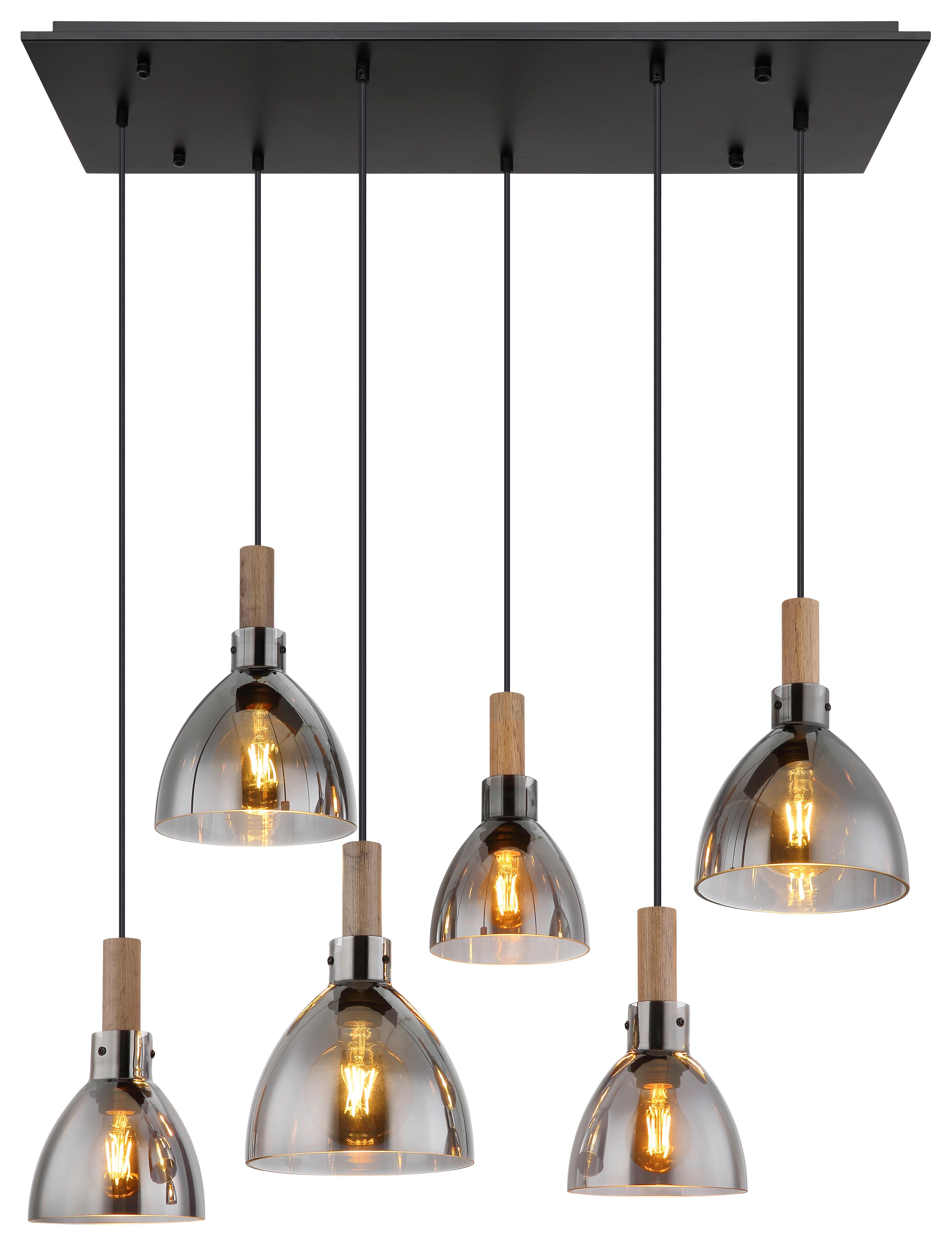 Viseča Svetilka 15550-6h Mattea - črna, Design, kovina/steklo (80/30/120cm) - Globo