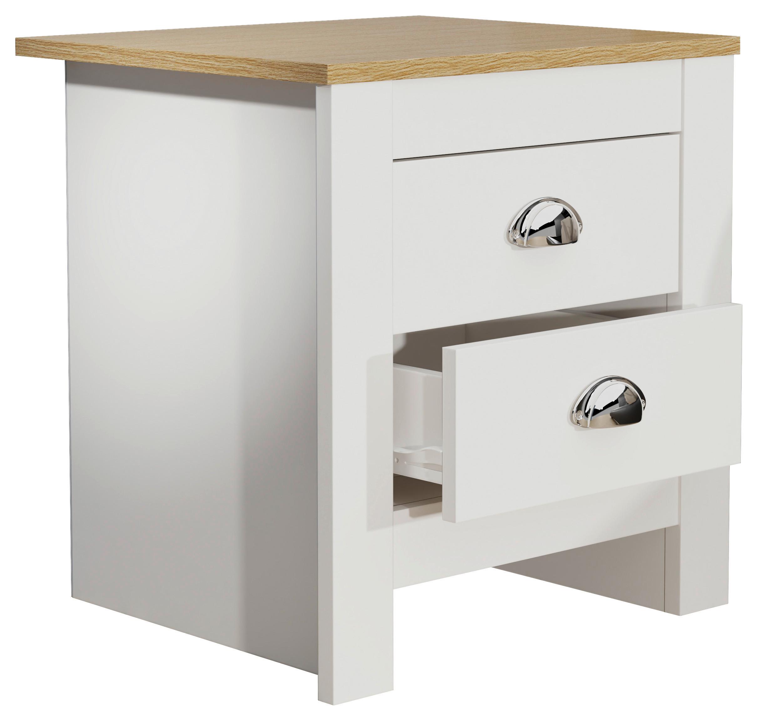Nachttisch Balusa - Honigeiche/Weiss, Modern, Holzwerkstoff/Metall (45/48/39,5cm) - MID.YOU