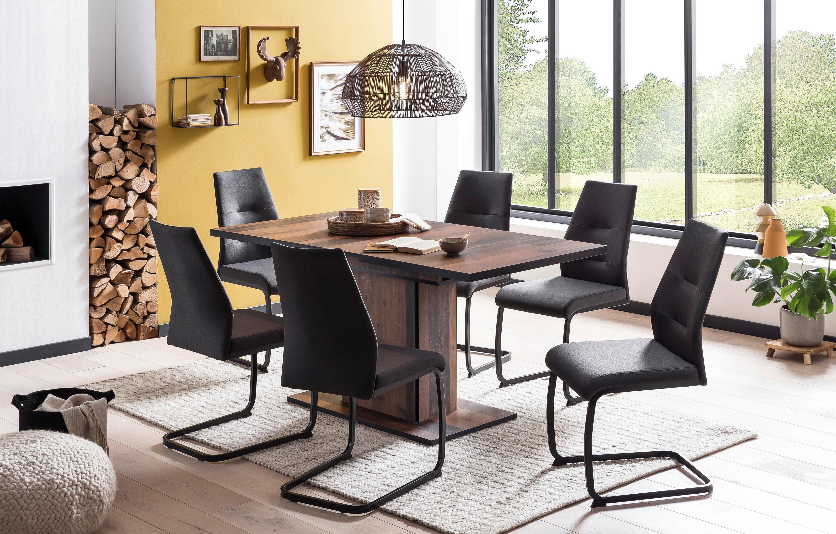 STÓŁ DO JADALNI ARIANA T - czarny/ciemnobrązowy, Konventionell, materiał drewnopochodny (120-160/80/76cm) - Carryhome