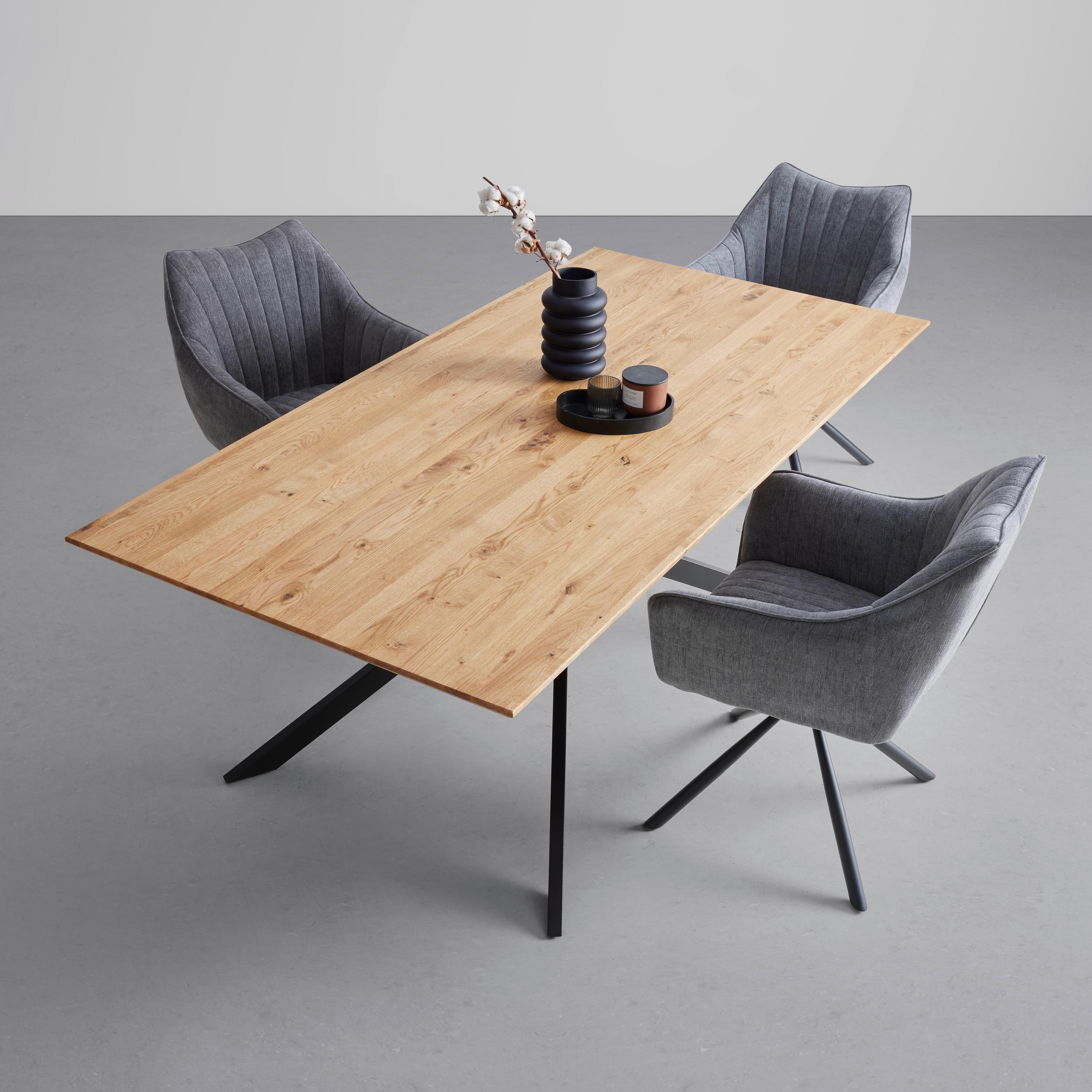 Esstisch Solid Giga - S Eichefarben - Eichefarben/Schwarz, Basics, Holz/Metall (200/100/75cm) - ecoTree