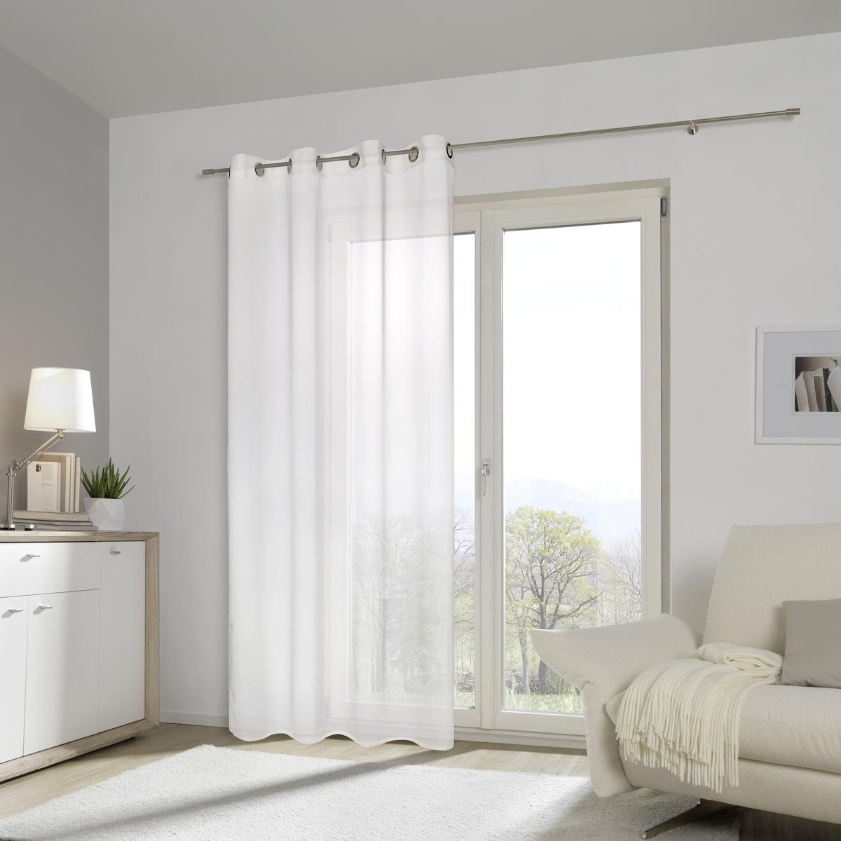 ZASŁONA NA PRZELOTKACH UNI VOILE - kolor naturalny, Basics, tkanina (140/245cm) - Boxxx