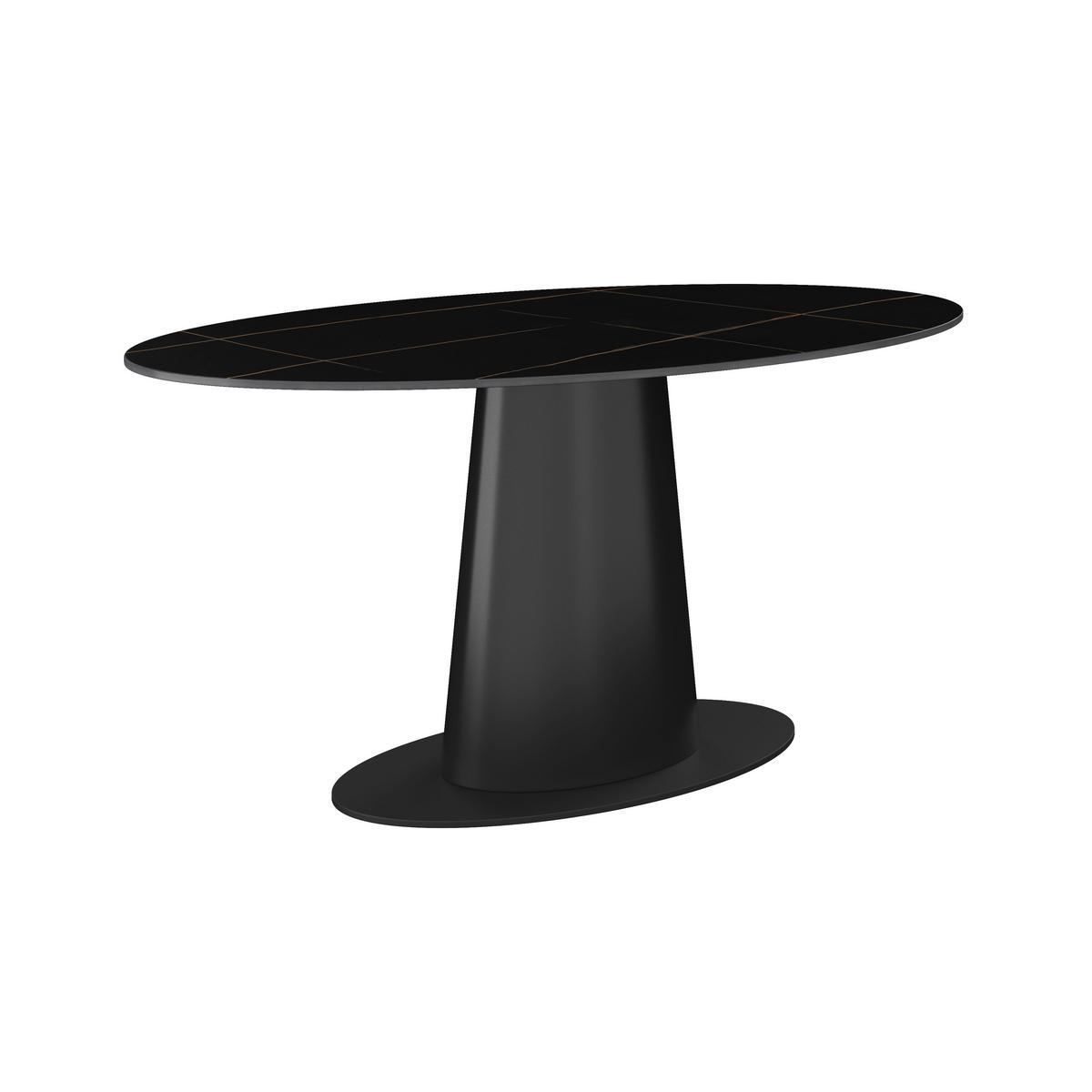 Esstisch Thiago Schwarz MDF/Stein ca. 160x90 cm - Schwarz, MODERN, Holzwerkstoff/Stein (160/76/90cm) - Bessagi Home