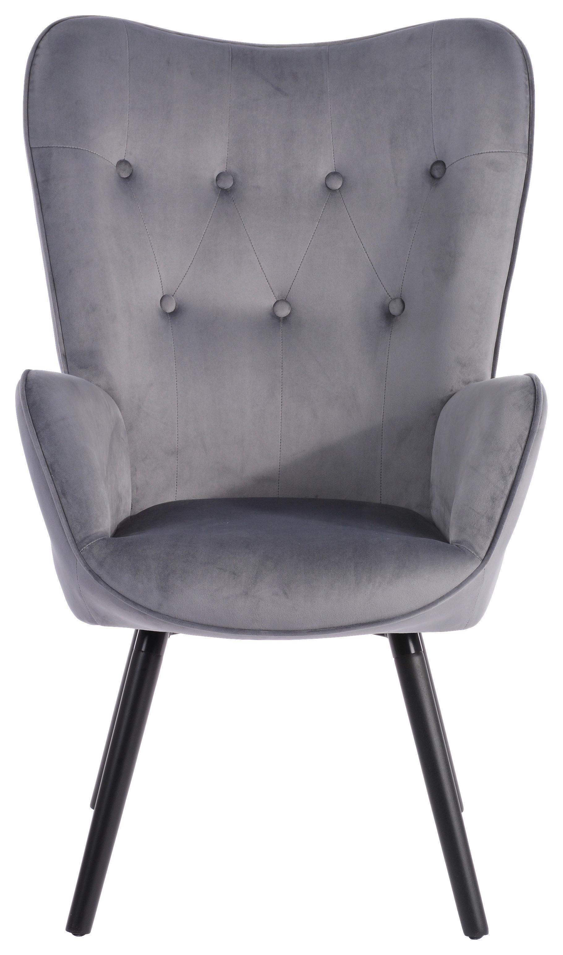 FOTEL PATRICIA - czarny/szary, Design, tkanina/drewno (66/109/71cm) - Ti'me