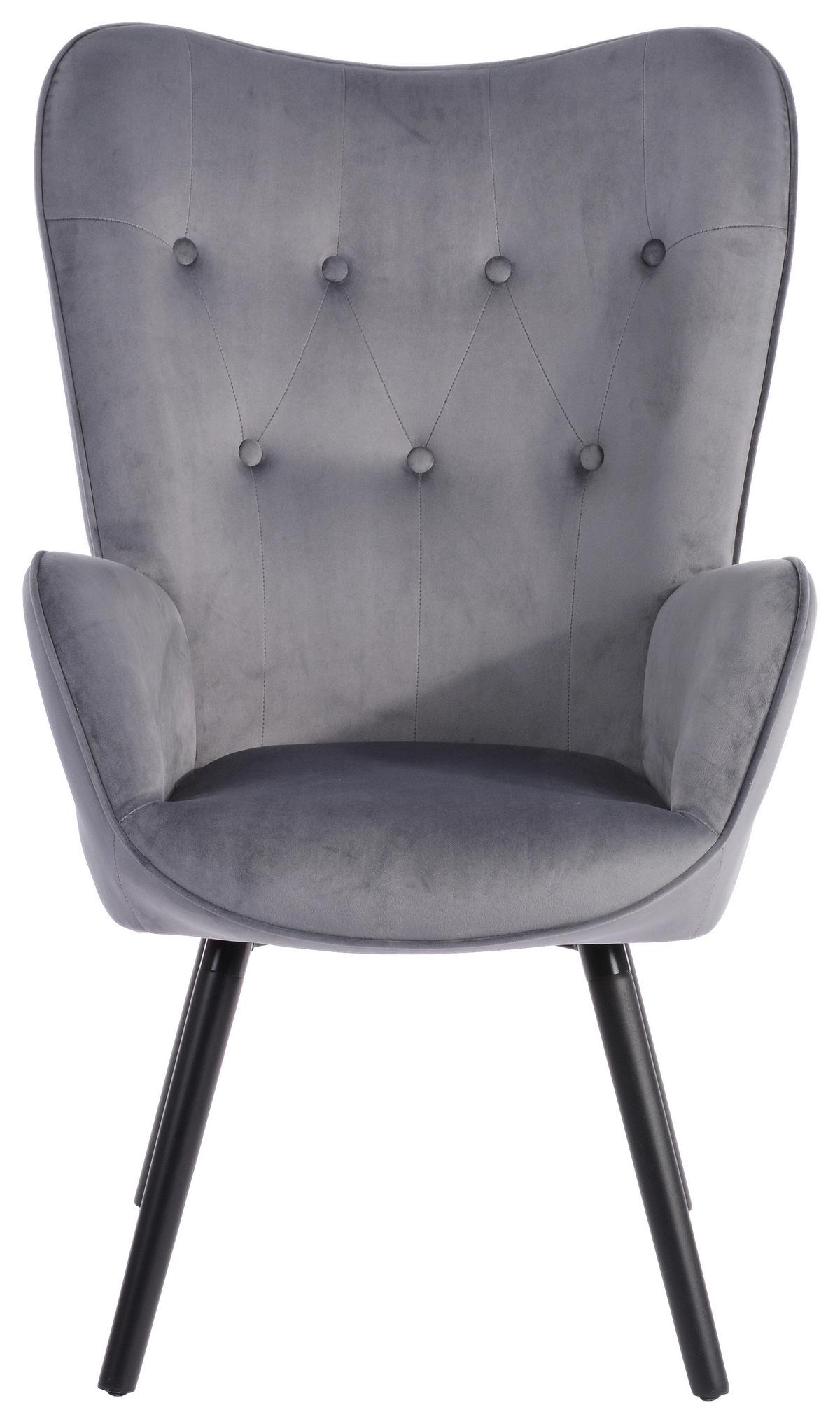 FOTEL PATRICIA - czarny/szary, Design, tkanina/drewno (66/109/71cm) - Ti'me